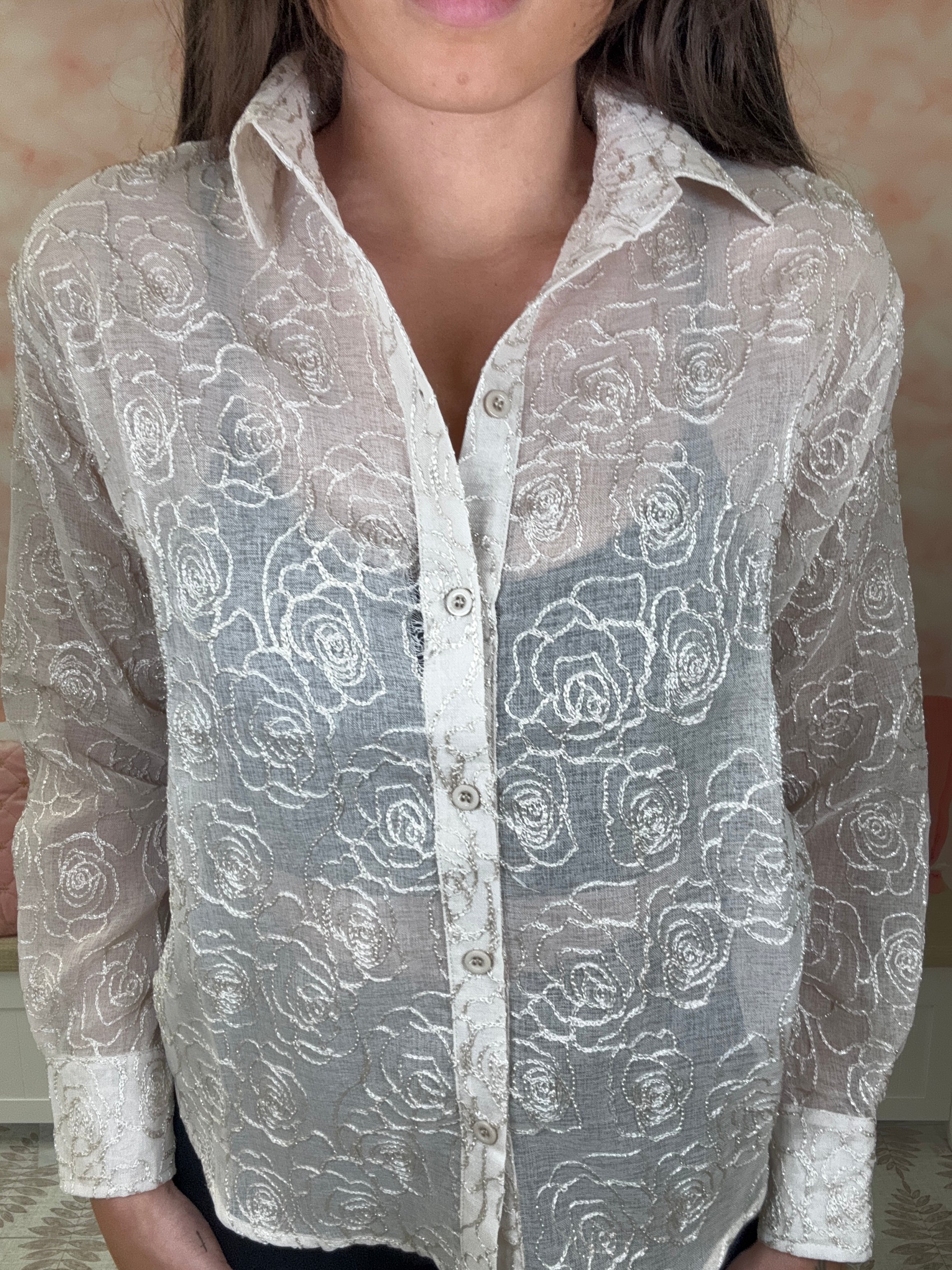 Sew in Love Sheer Floral Long Sleeve Top