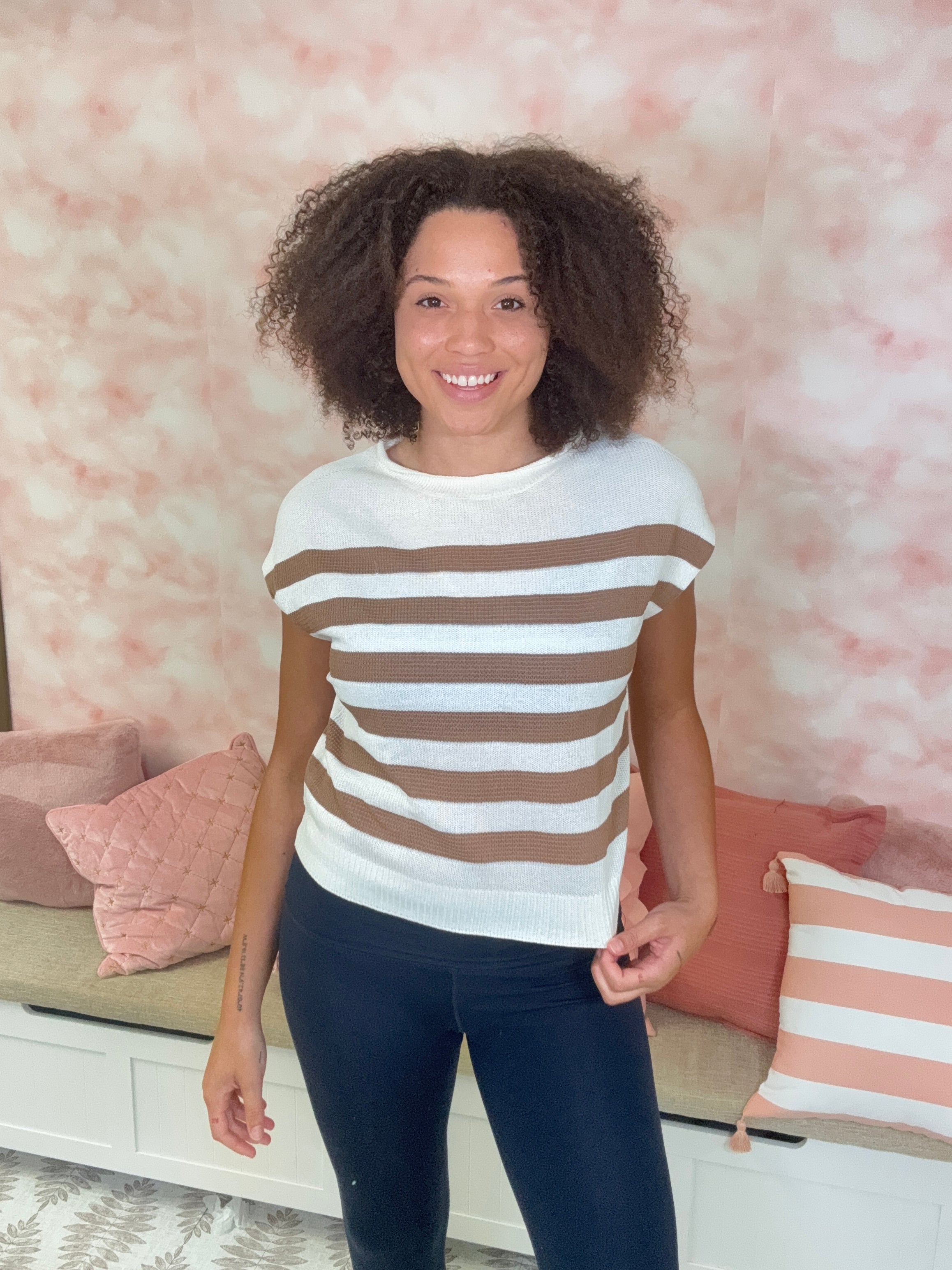Cozy Co Coco Striped Short Sleeve Top