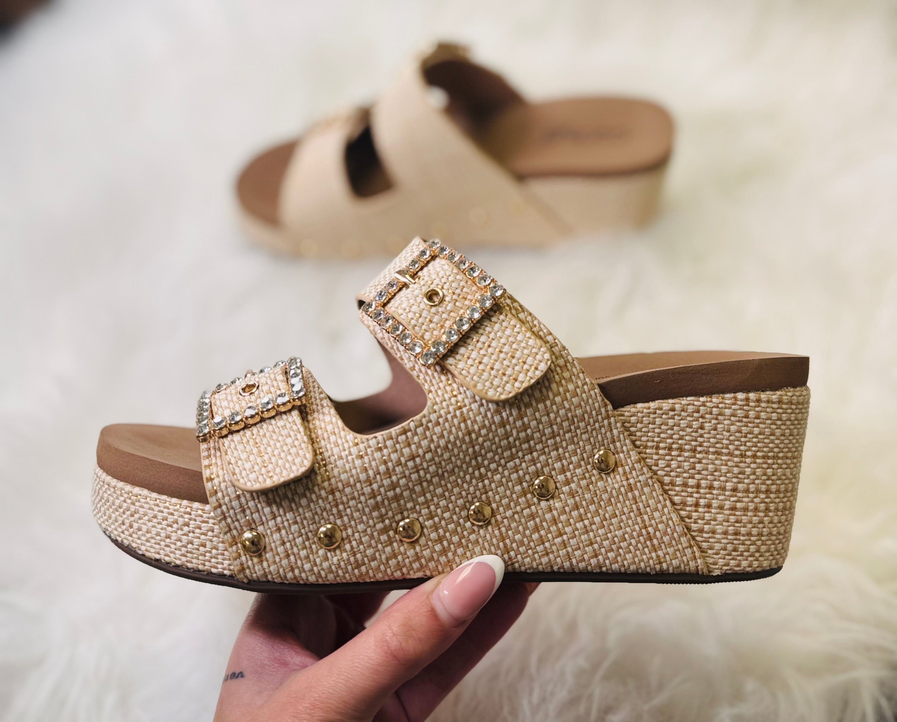 Corky’s Main Squeeze Raffia Wedge