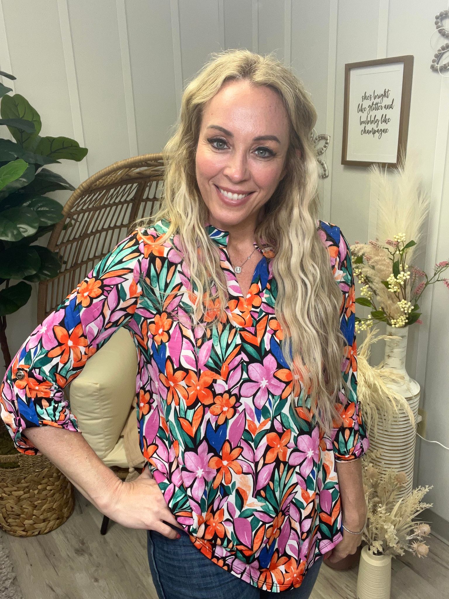 Dear Scarlett Stained Glass Florals Top