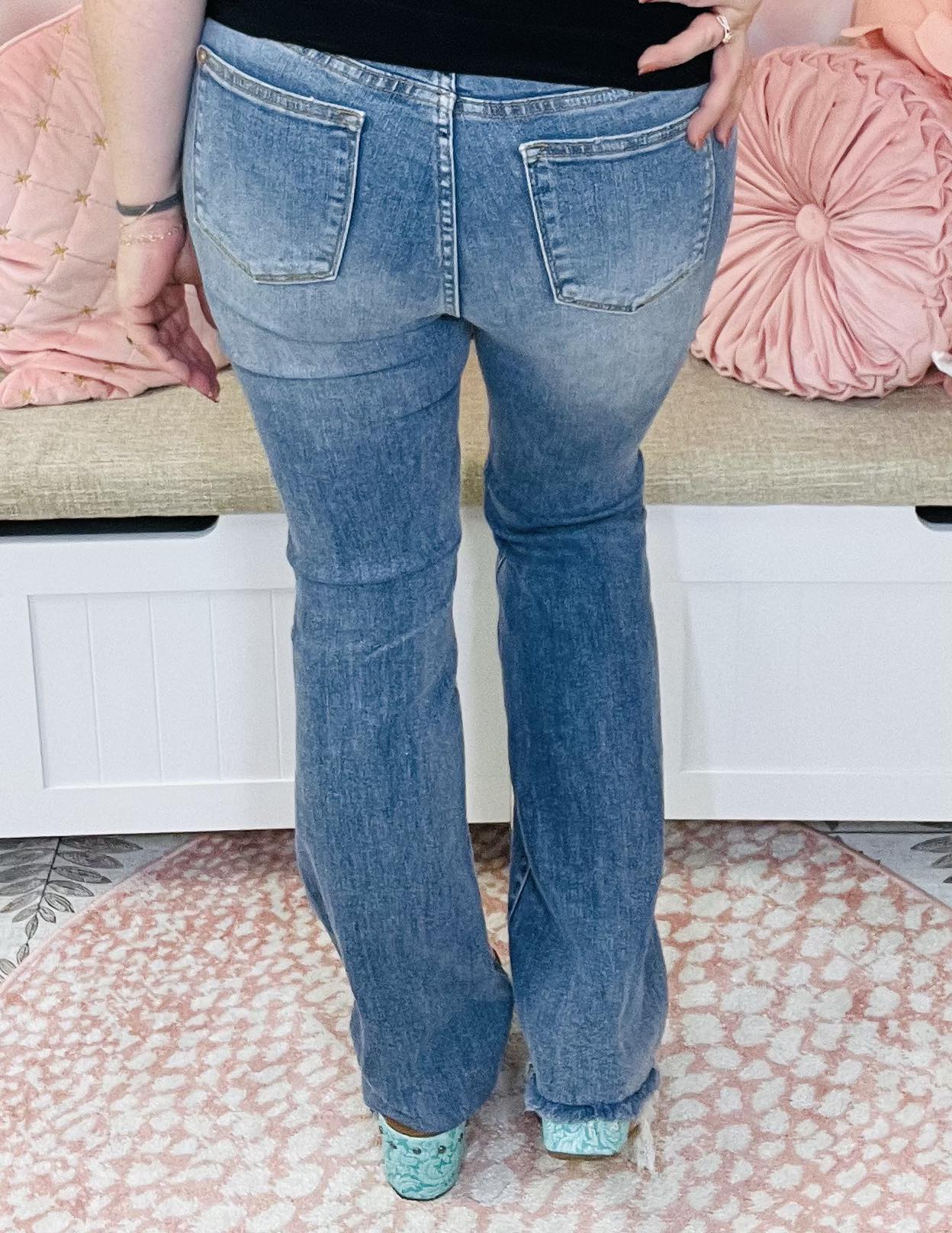 Judy Blue High Waist Double Button Boot Cut Jeans