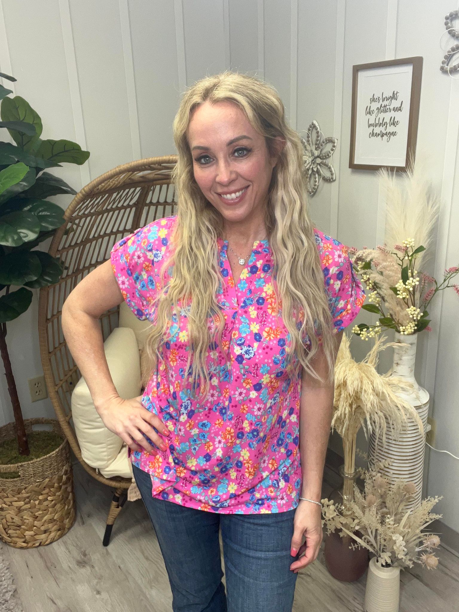 Dear Scarlett Bright Summertime Florals Top