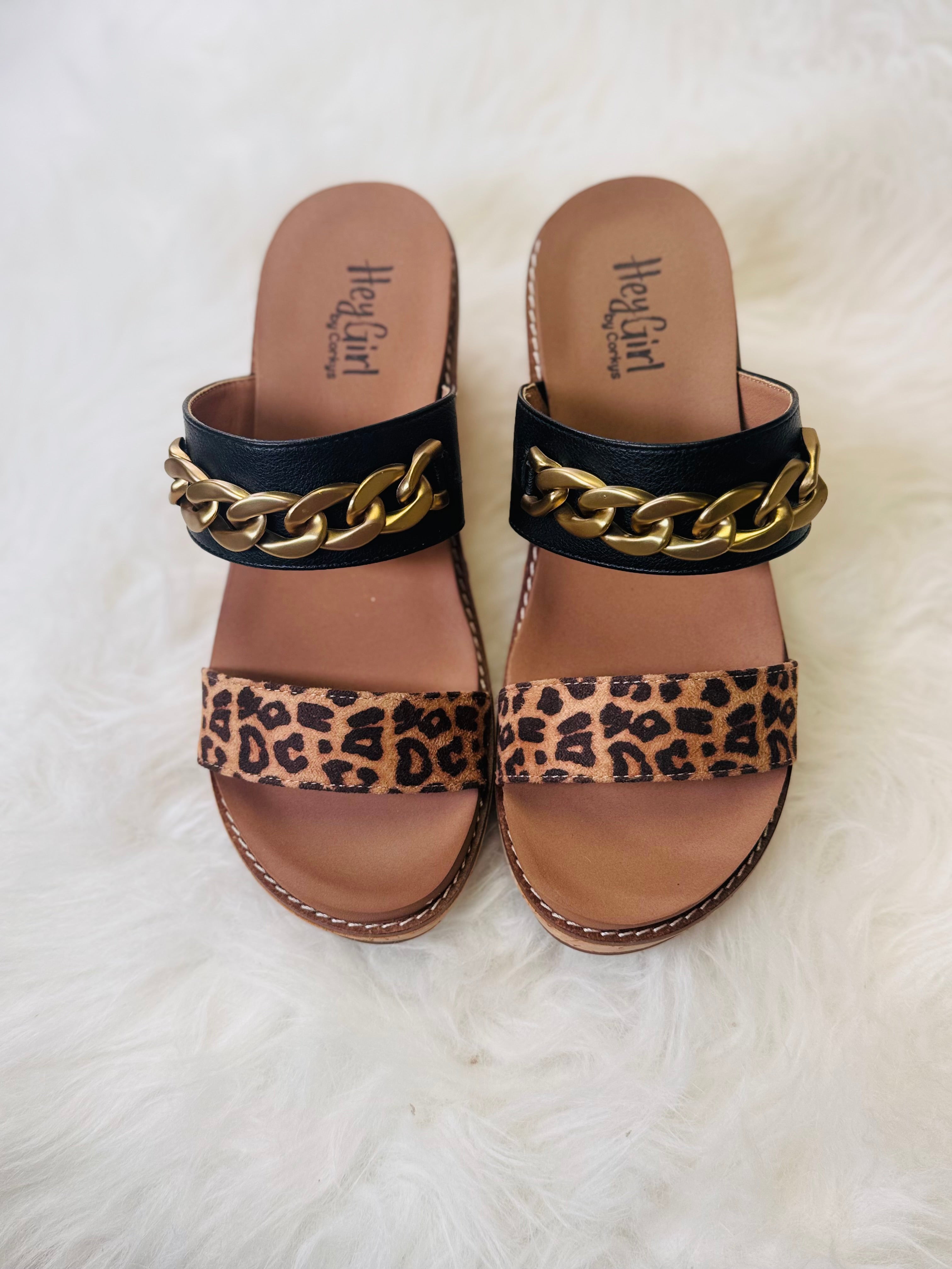 Corky’s Black Leopard Nightcap Wedges