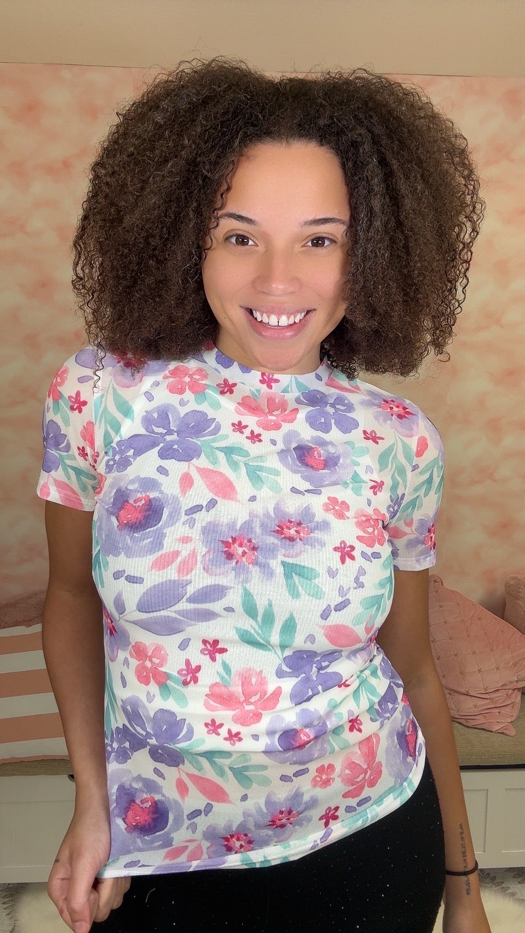 Shirley & Stone Short Sleeve Mesh Burnout Top