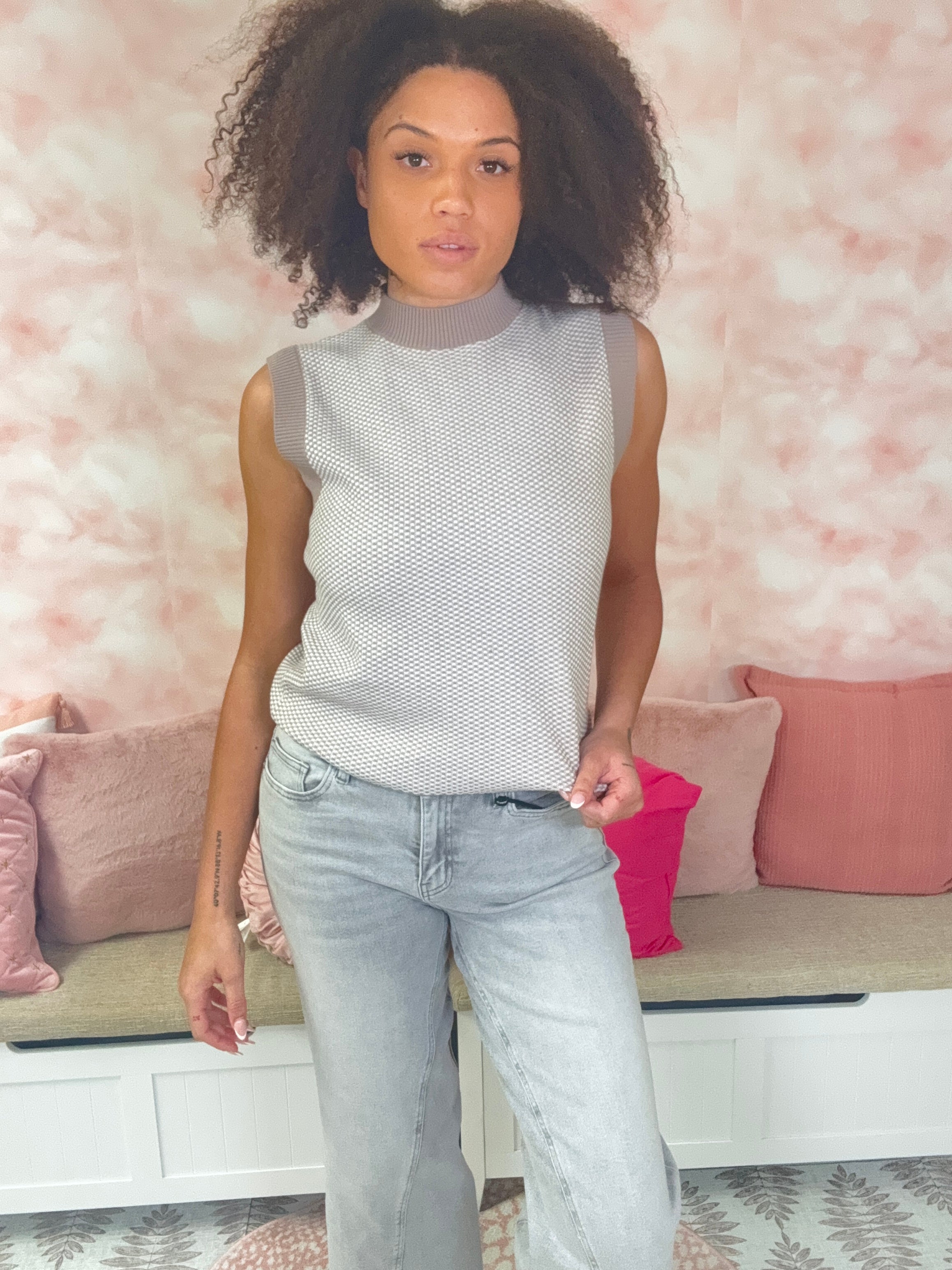 White Birch Sleeveless Checkered Top