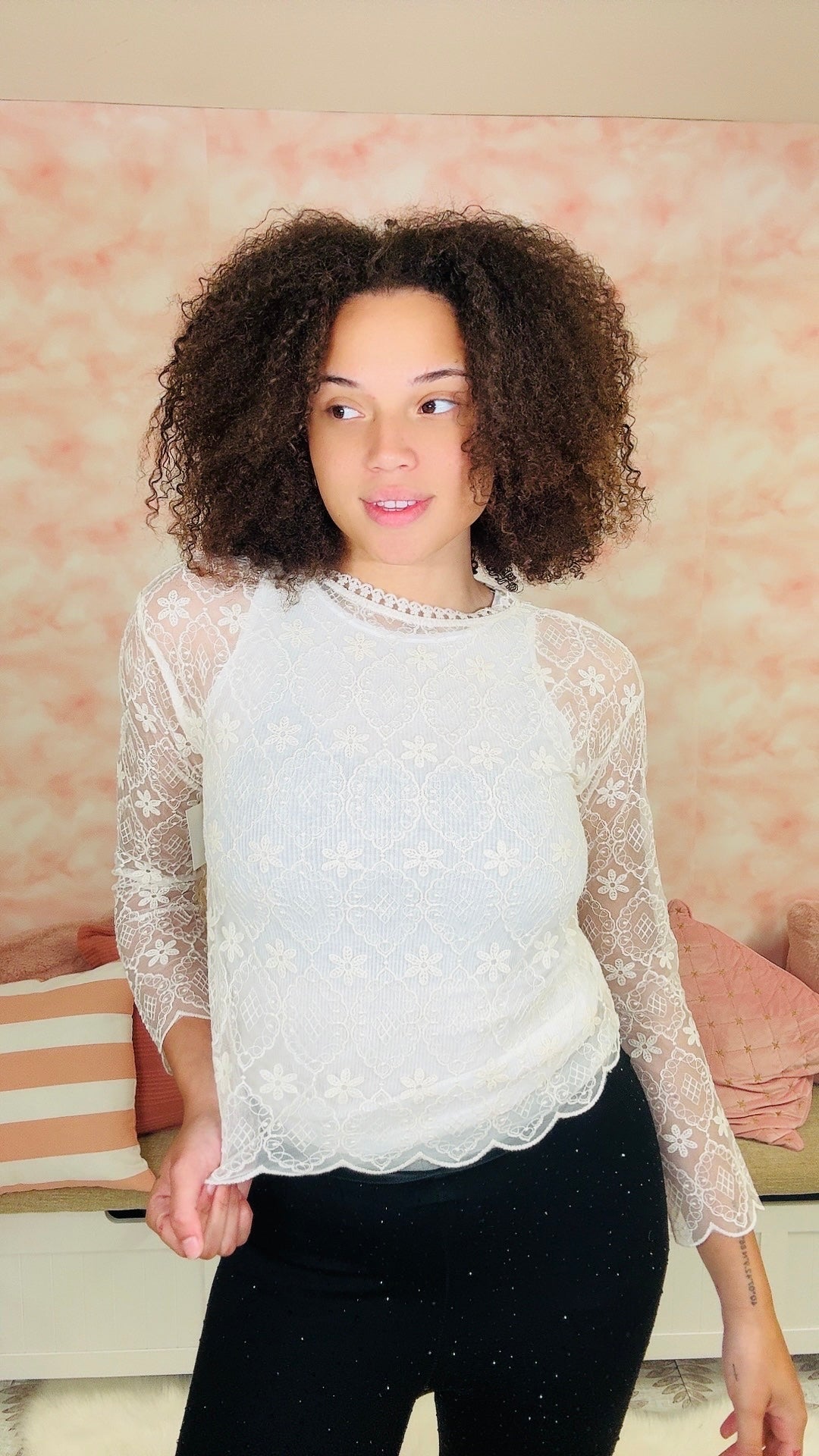 Cozy Co Floral Lace Top