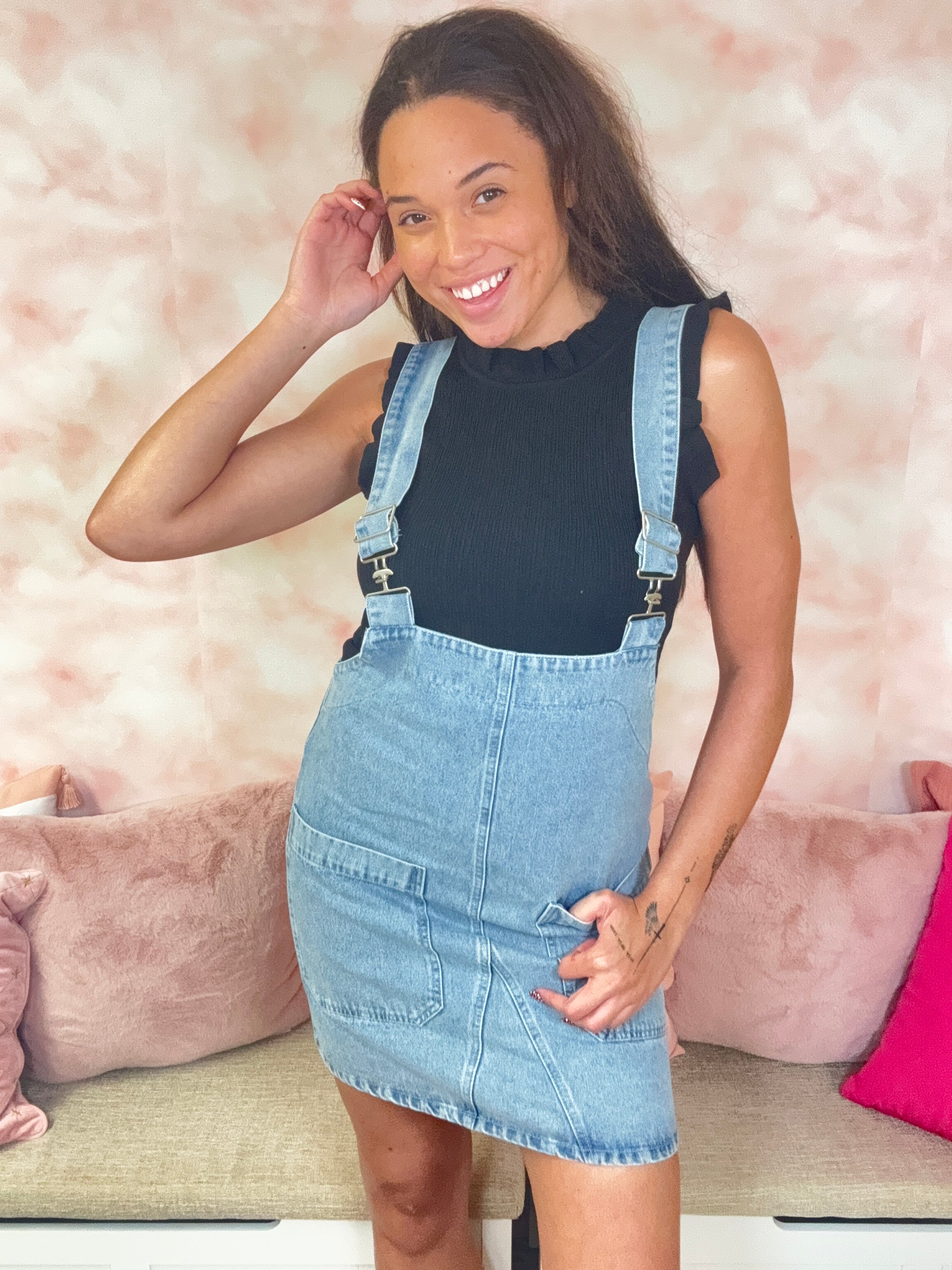 White Birch Overall Denim Dress