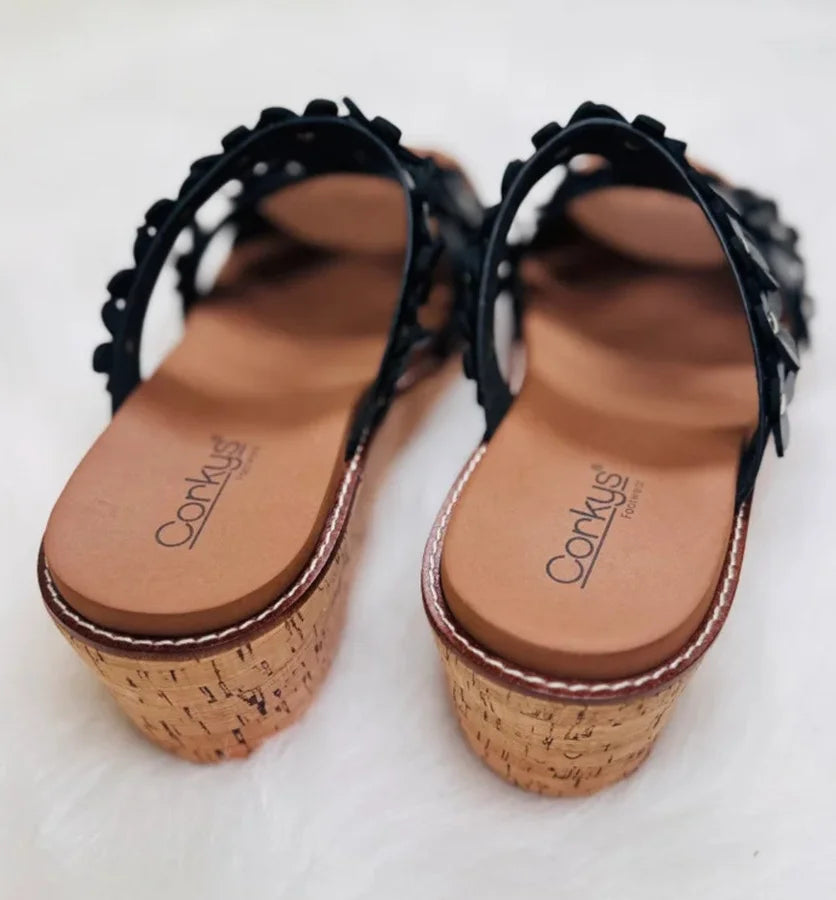 Corky's Black Mic Drop Sandals