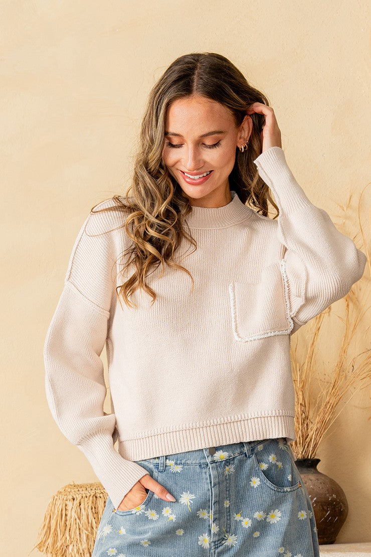 Sew in Love Cropped Knit Sweater
