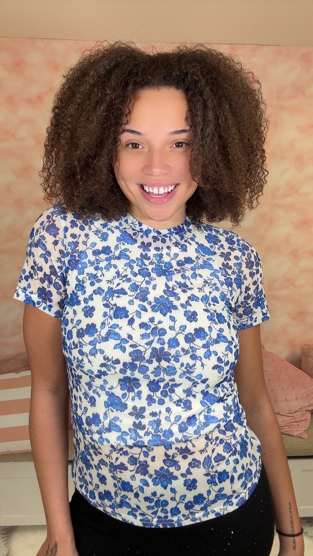 Shirley & Stone Short Sleeve Mesh Burnout Top