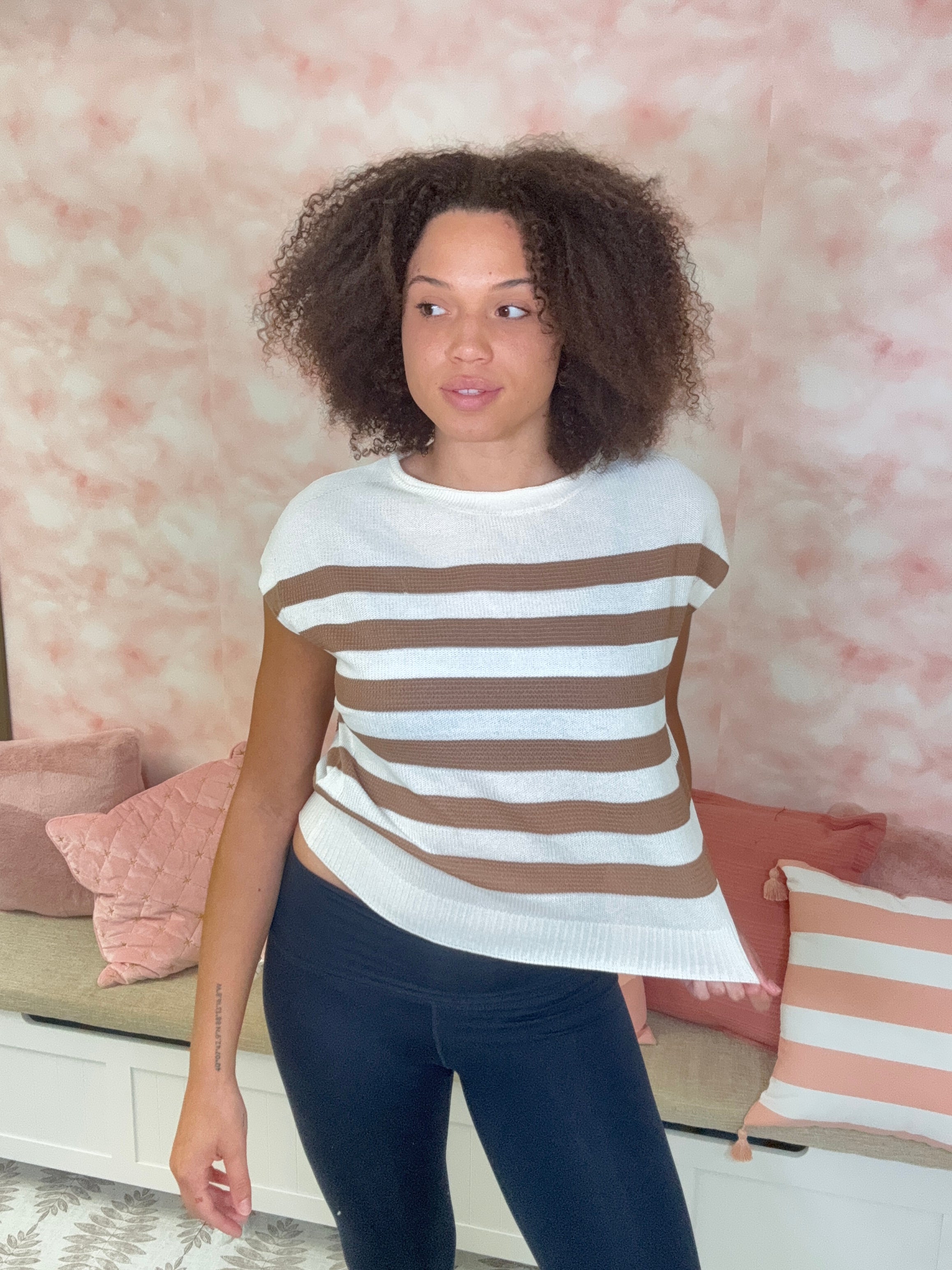 Cozy Co Coco Striped Short Sleeve Top