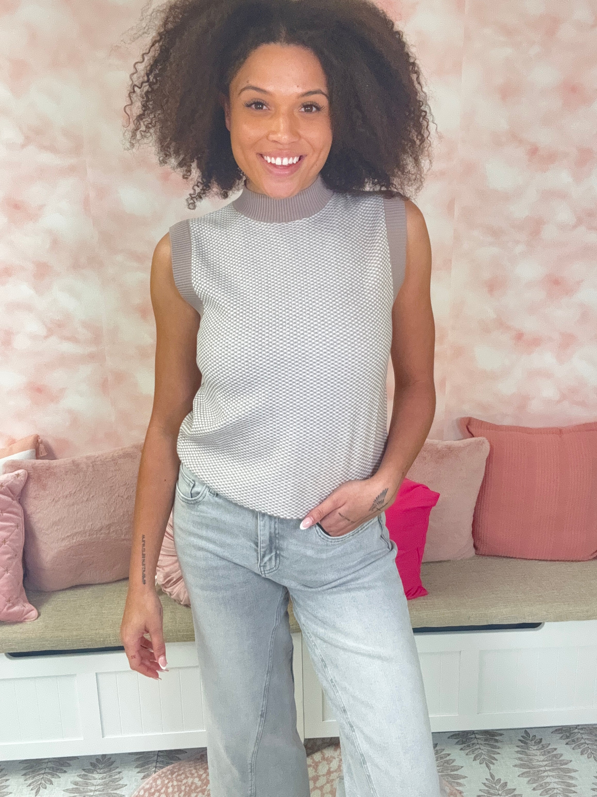 White Birch Sleeveless Checkered Top