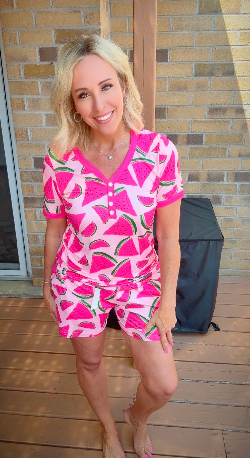 Shirley & Stone Summertime Watermelon Short Sleeve Short PJ Set
