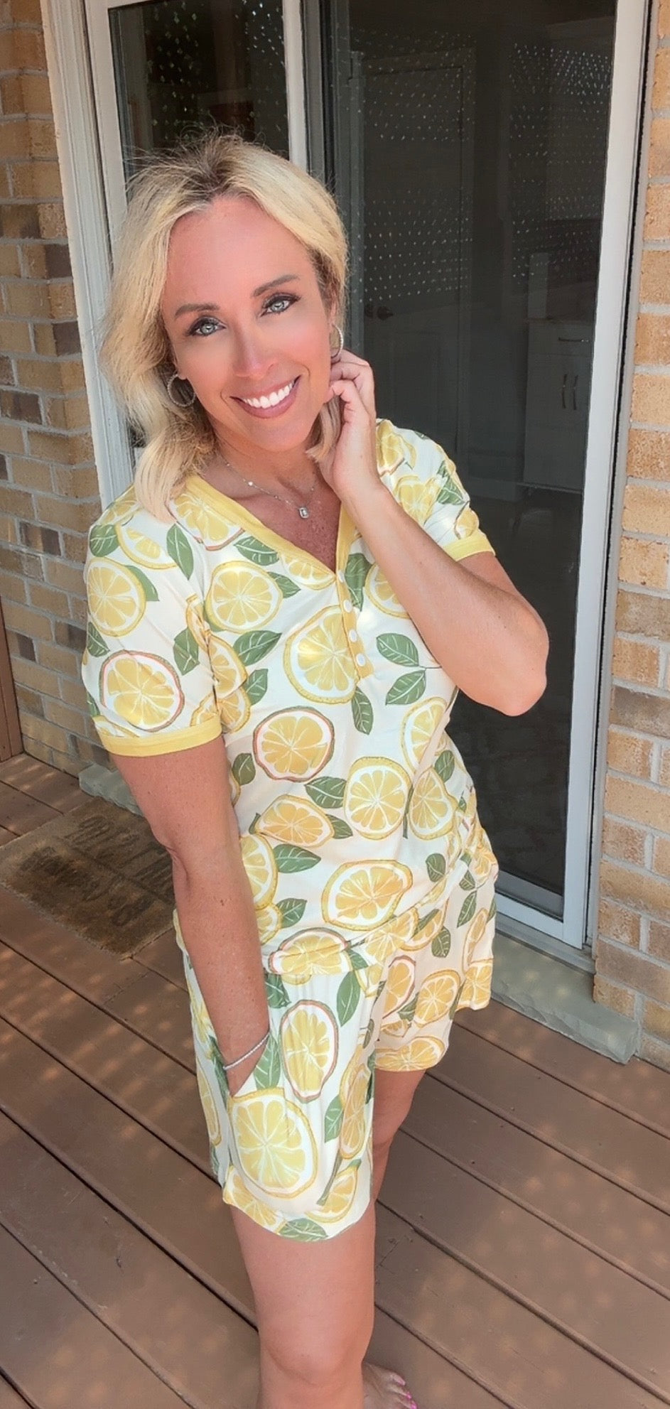 Shirley & Stone Lemon Drop Short Sleeve Short PJ Set