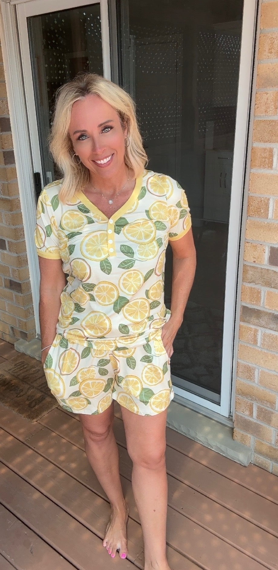 Shirley & Stone Lemon Drop Short Sleeve Short PJ Set