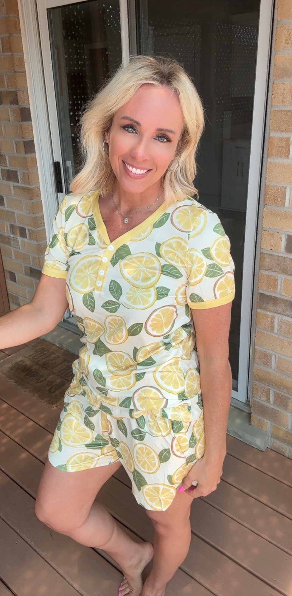 Shirley & Stone Lemon Drop Short Sleeve Short PJ Set