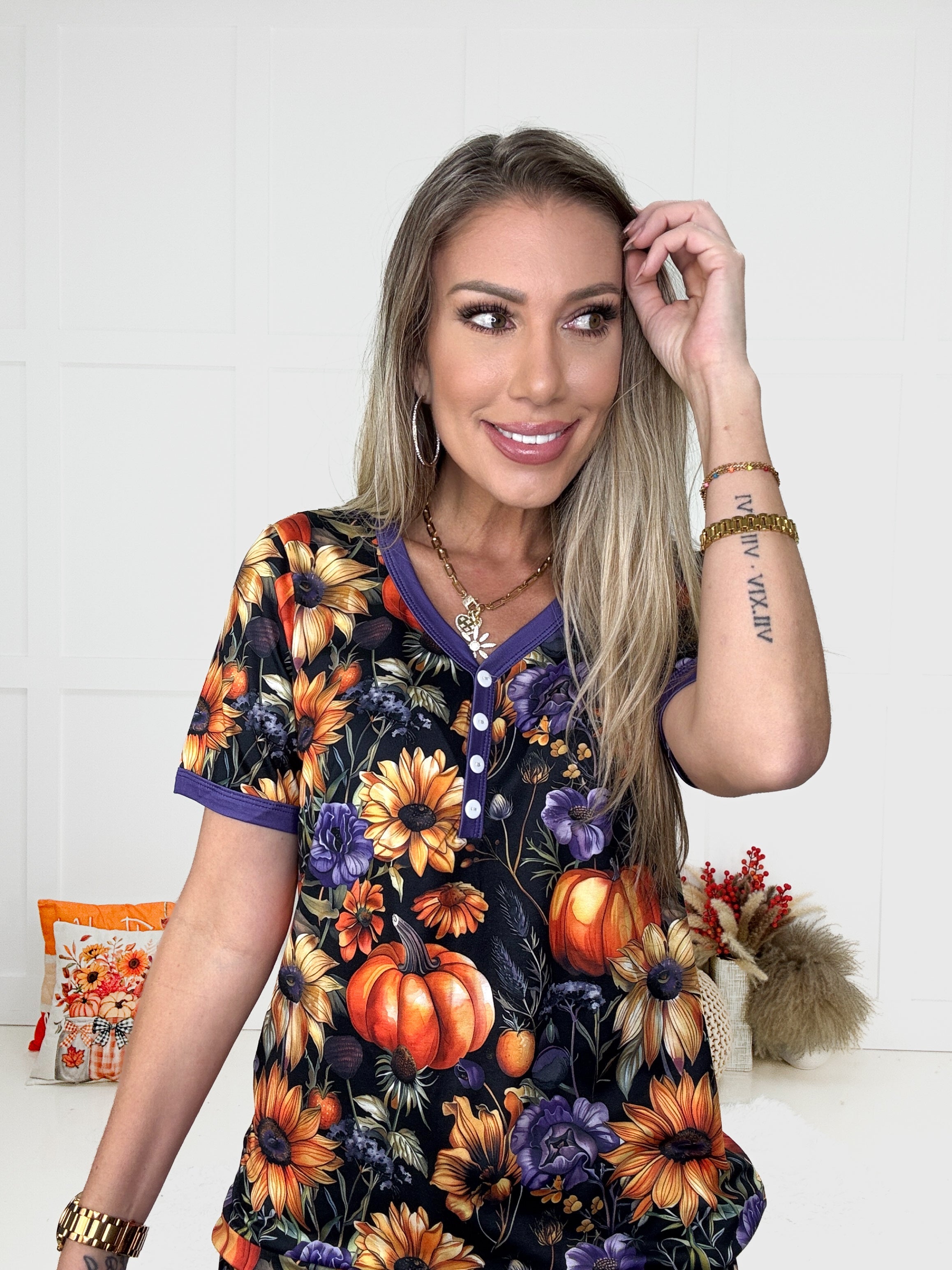 Shirley & Stone Fall Harvest Pajamas-220 Lounge wear/Pajamas- Simply Simpson's Boutique is a Women's Online Fashion Boutique Located in Jupiter, Florida
