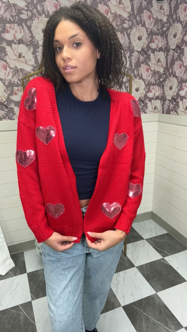 Be Mine Sequin Heart Cardigan