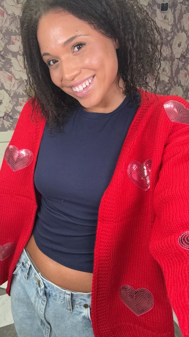 Be Mine Sequin Heart Cardigan