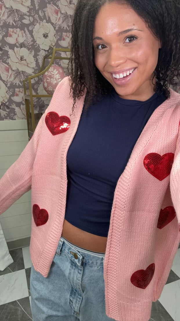 Be Mine Sequin Heart Cardigan