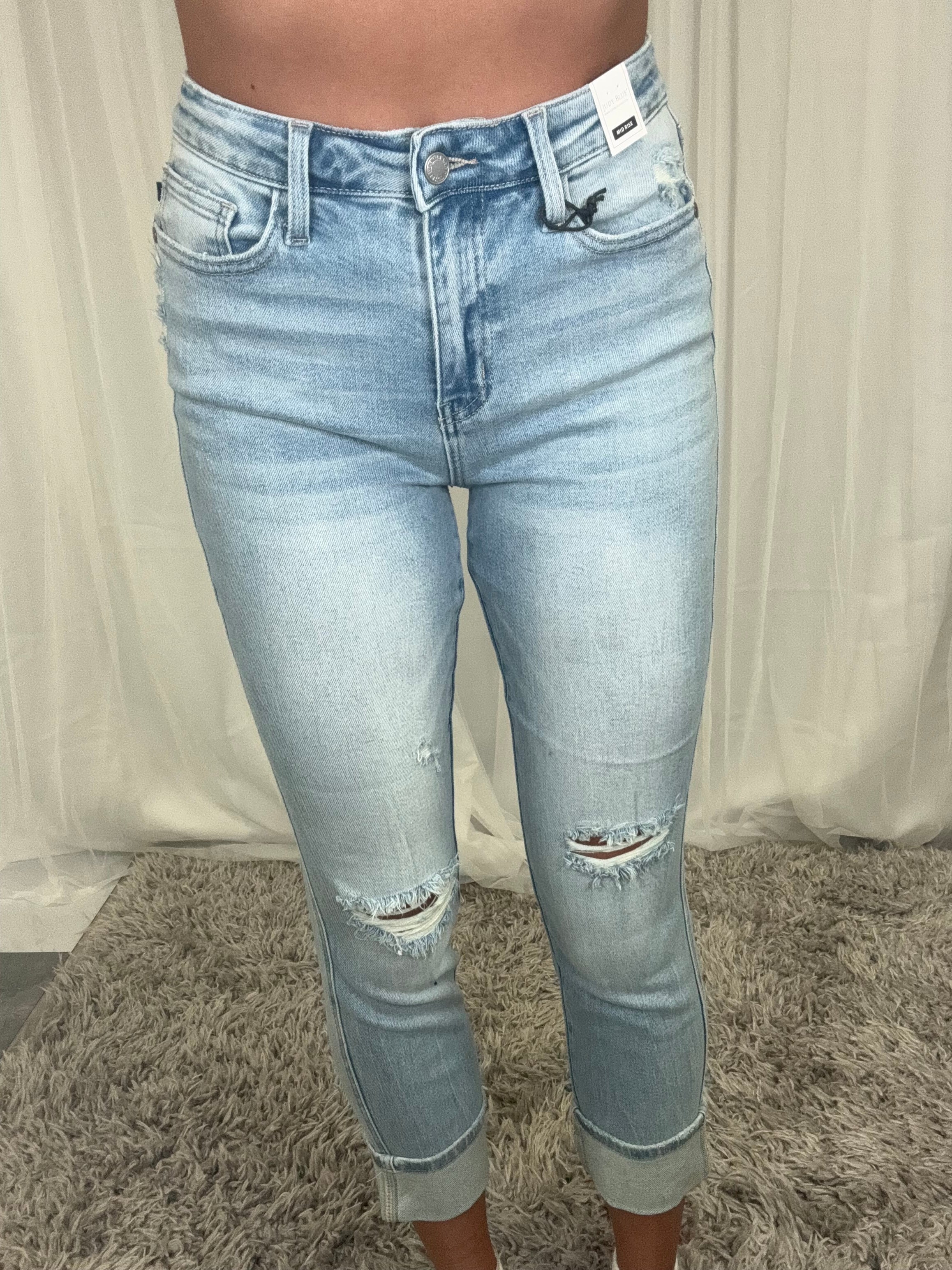 Judy Blue Mid Rise Americana Flag Boyfriend Jean