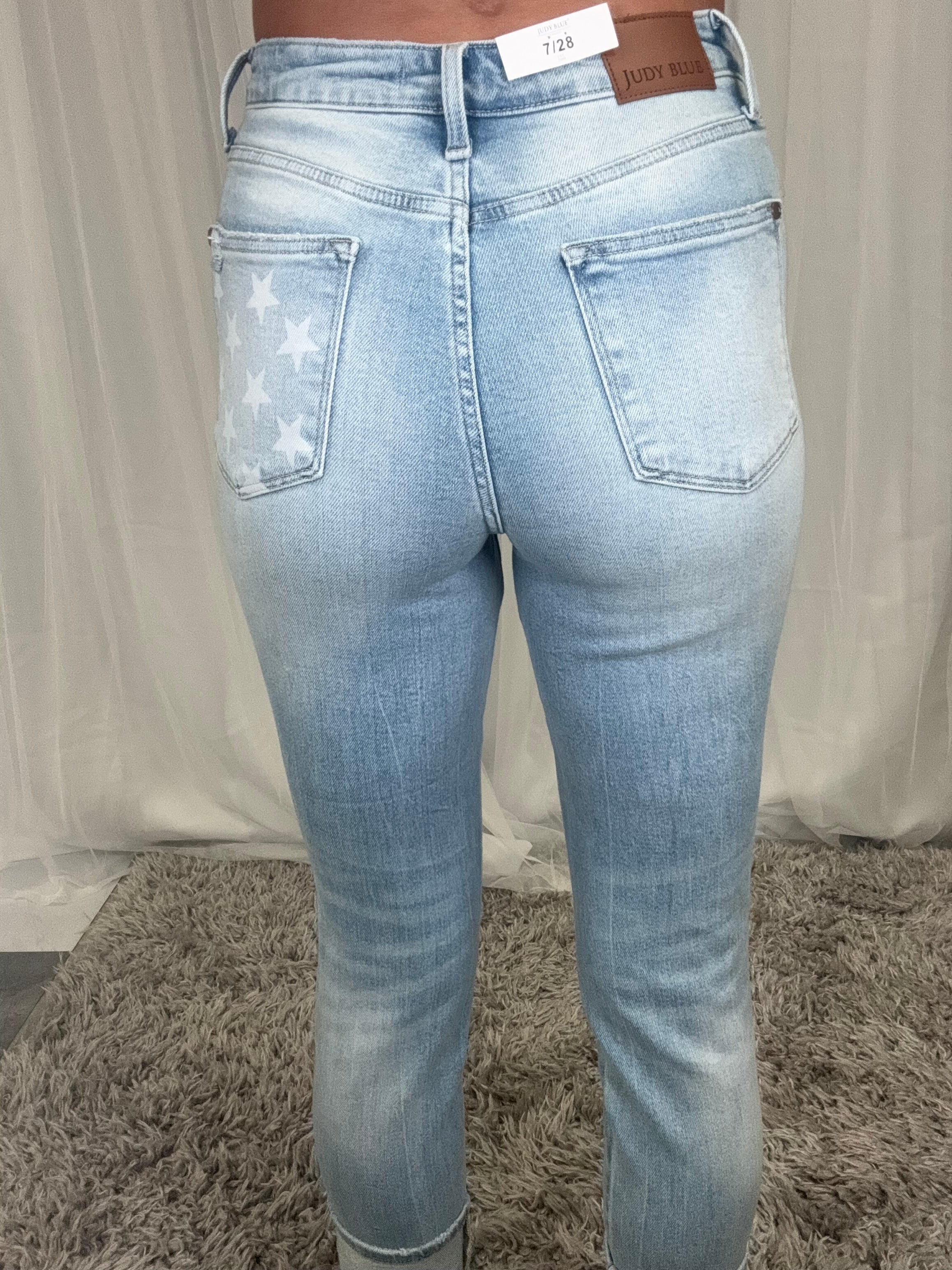 Judy Blue Mid Rise Americana Flag Boyfriend Jean