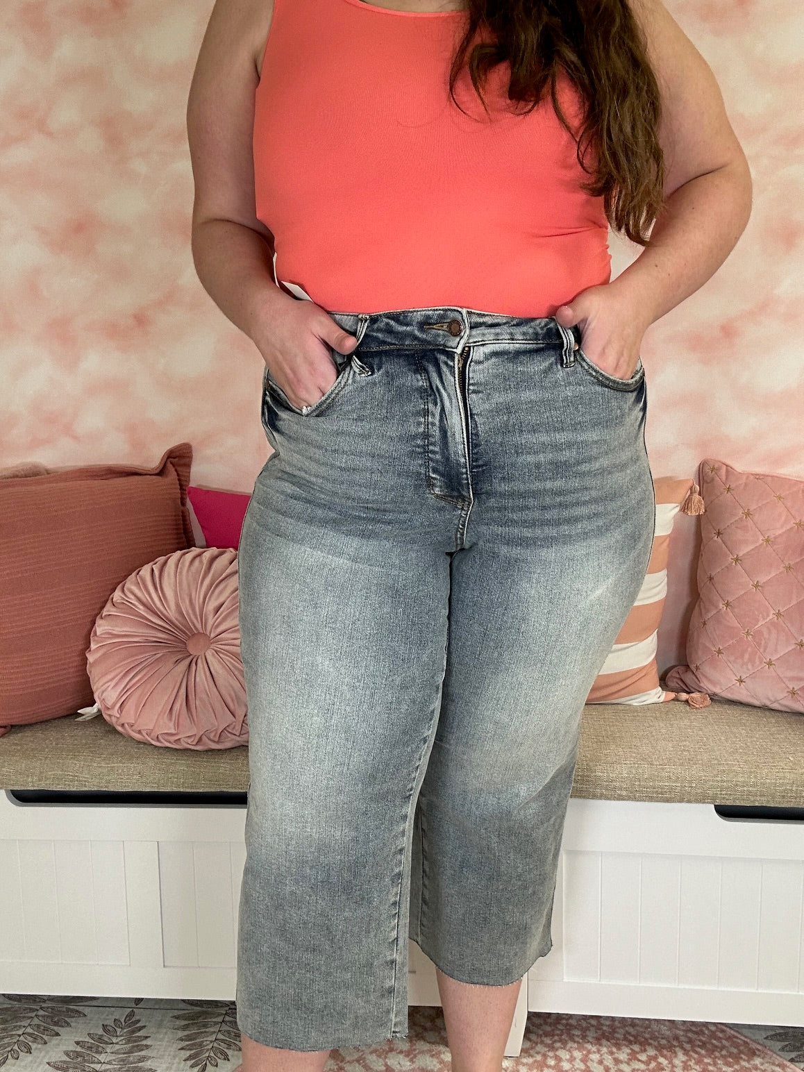 Judy Blue Tummy Control Wide Crop Flare Jean