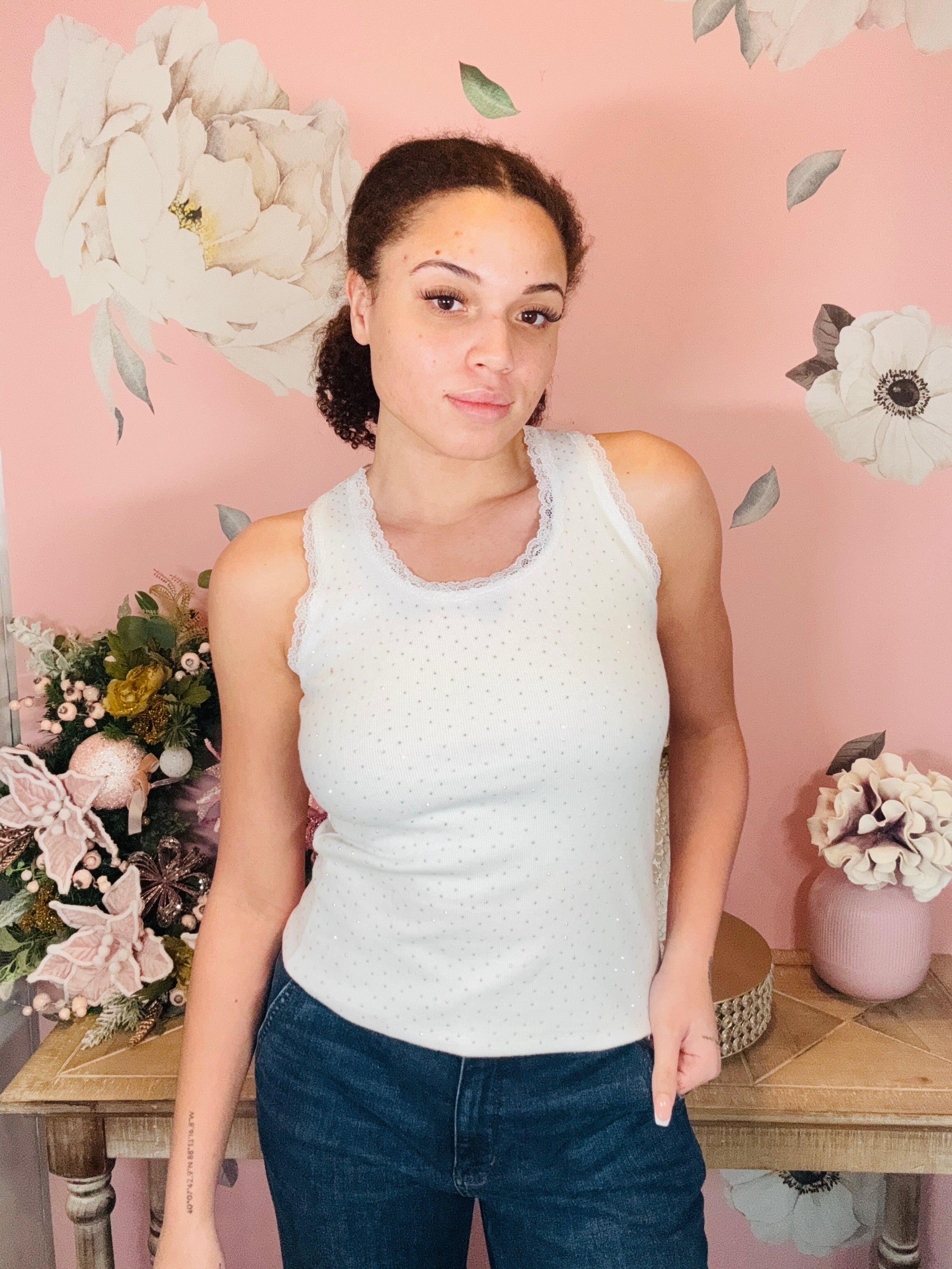 Davi & Dani Rhinestone Embellished Top