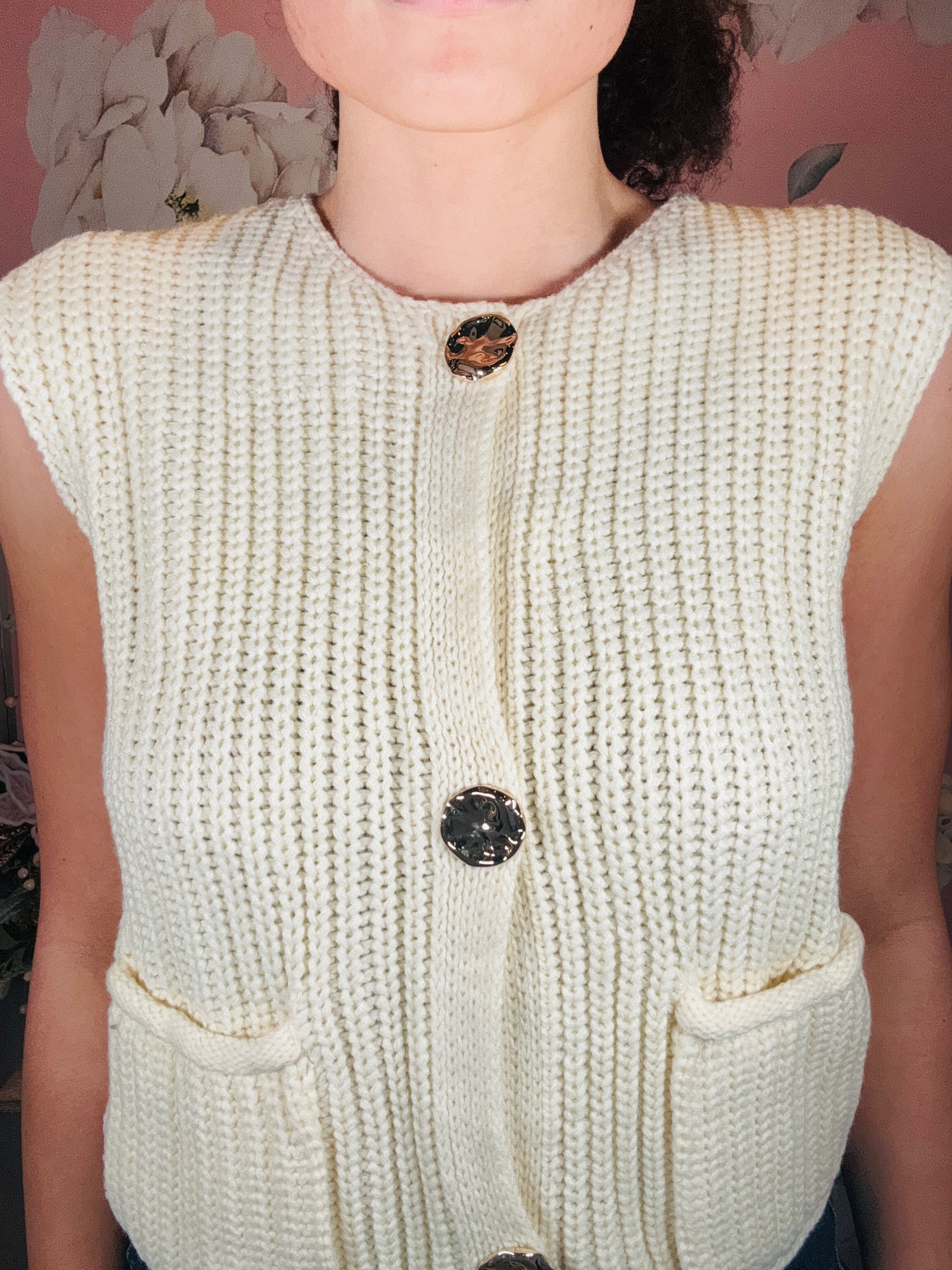 Dear Lover Cream Sweater Vest
