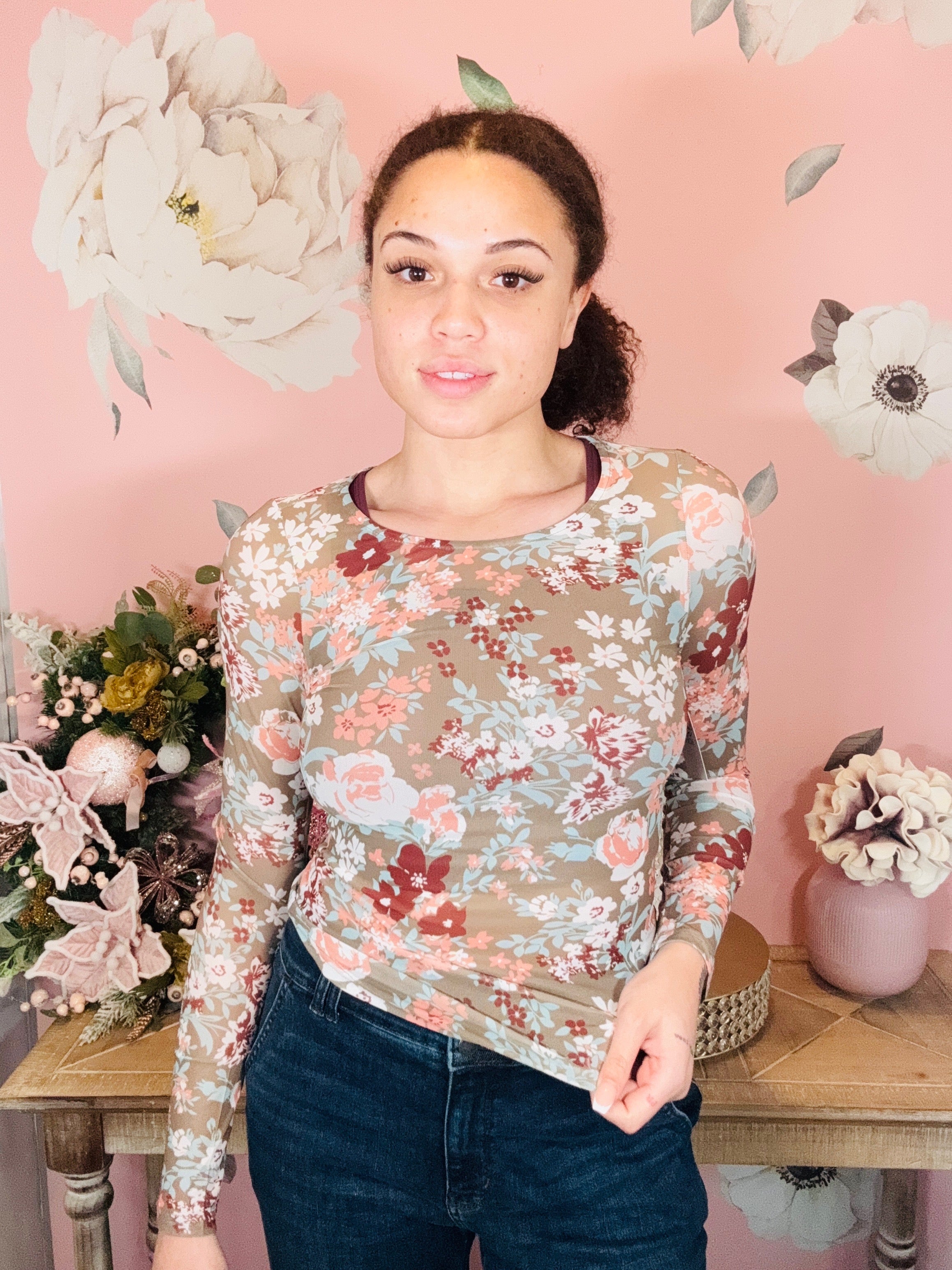 Dear Lover Green Floral Burnout
