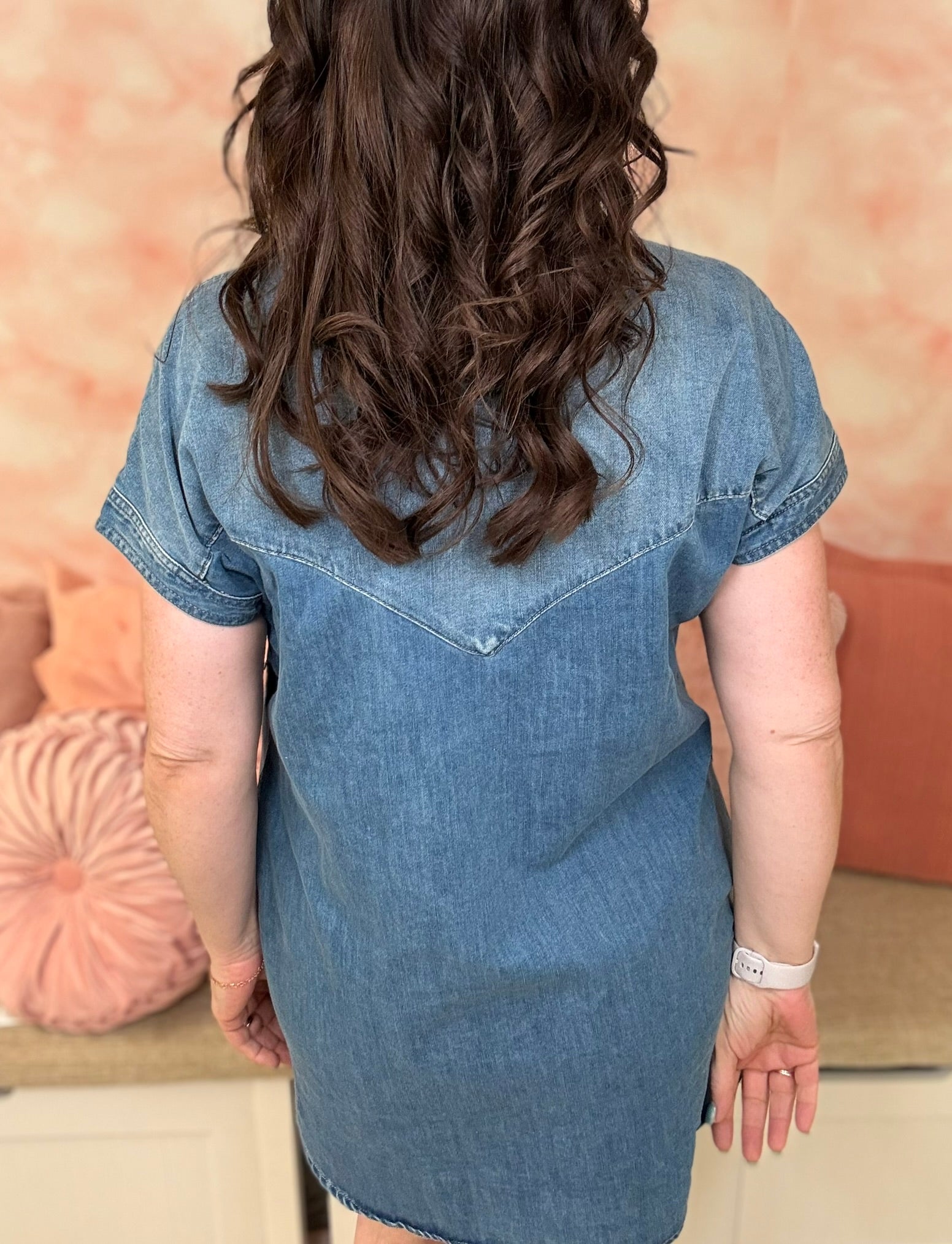 White Birch Washed Denim Knit Dress