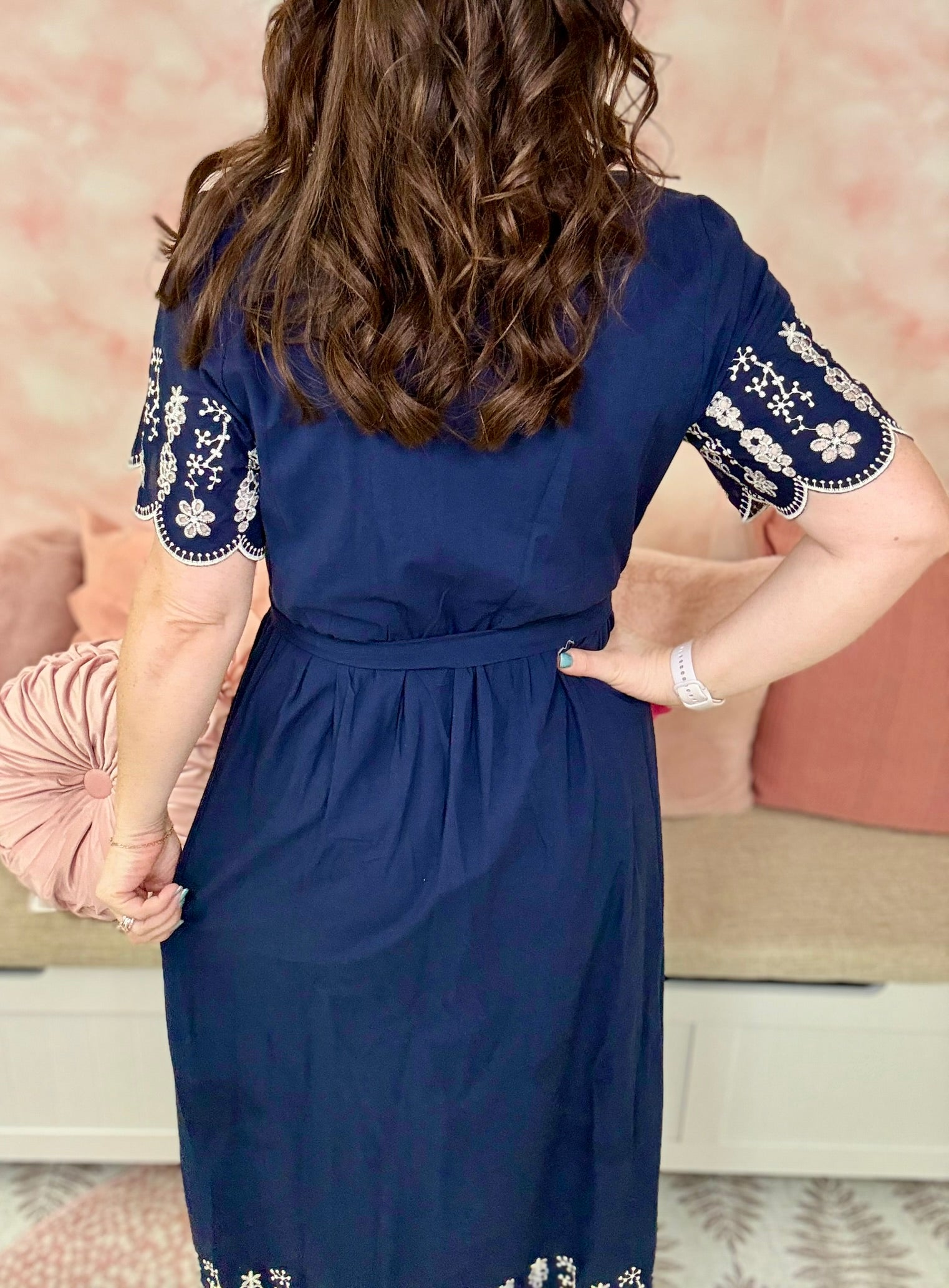 Sew in Love Navy Embroidered Dress