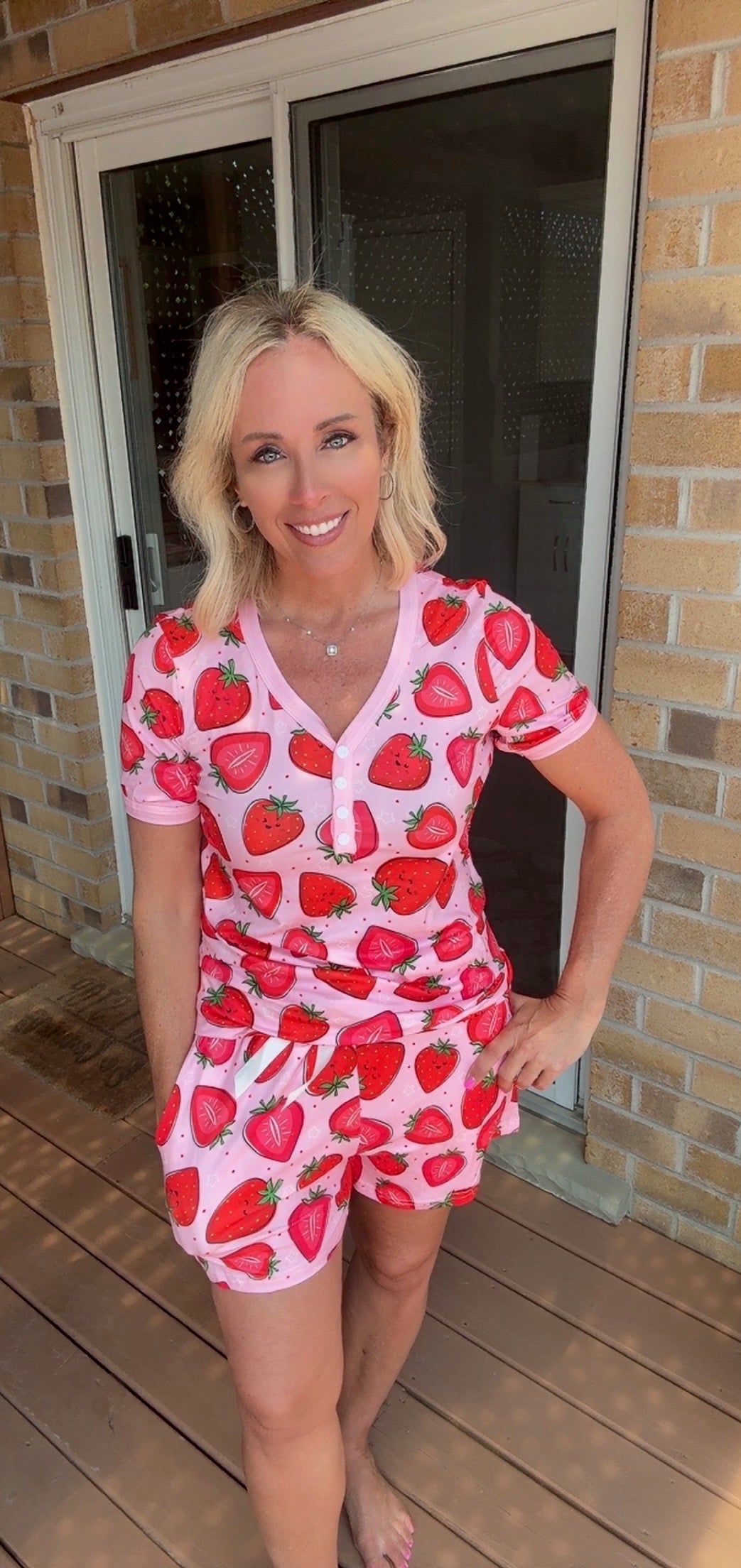 Shirley & Stone Sweet Strawberry Short Sleeve Short PJ Set