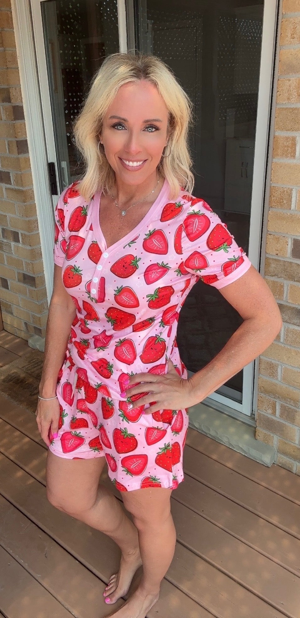 Shirley & Stone Sweet Strawberry Short Sleeve Short PJ Set