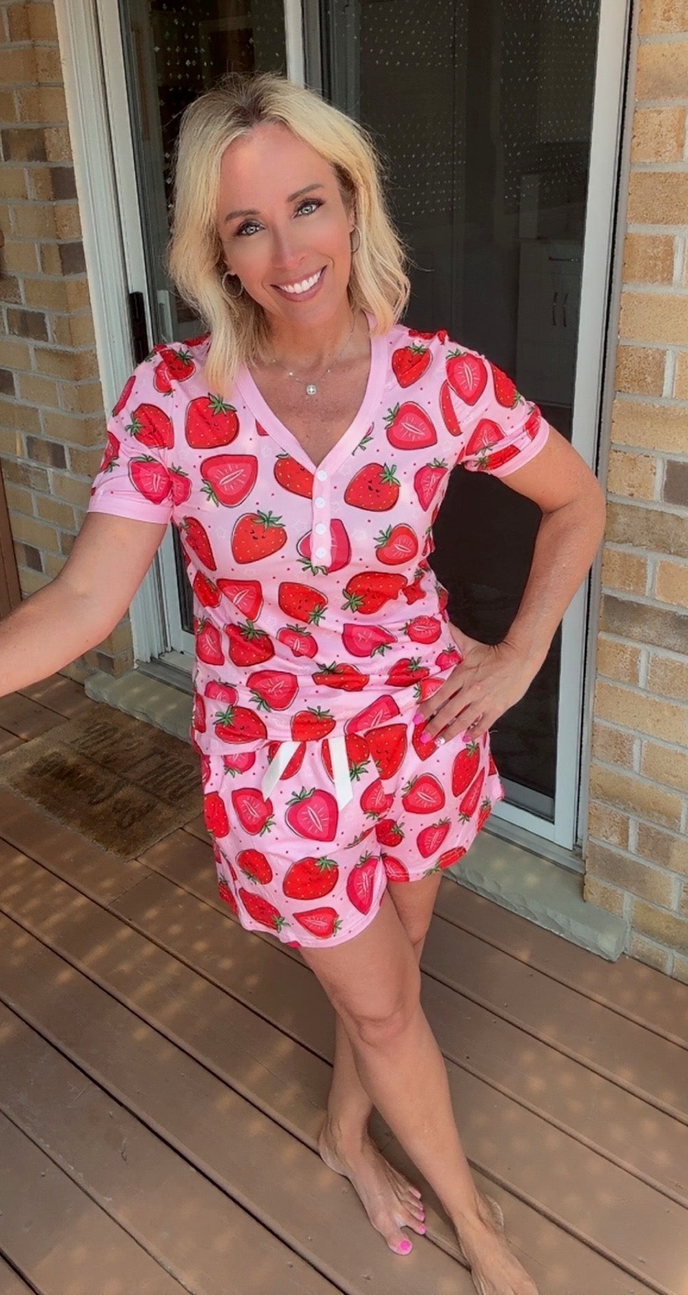Shirley & Stone Sweet Strawberry Short Sleeve Short PJ Set