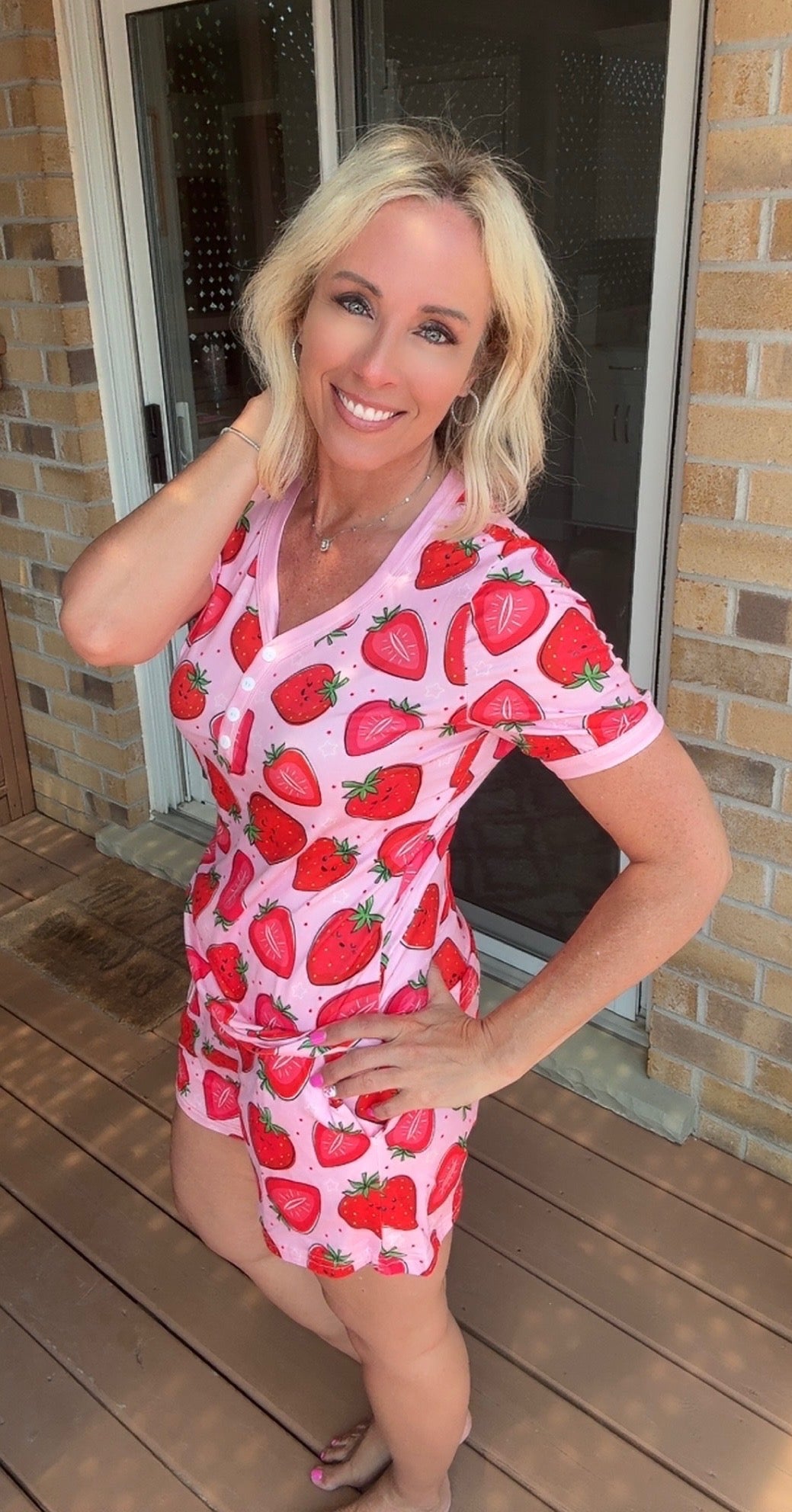 Shirley & Stone Sweet Strawberry Short Sleeve Short PJ Set