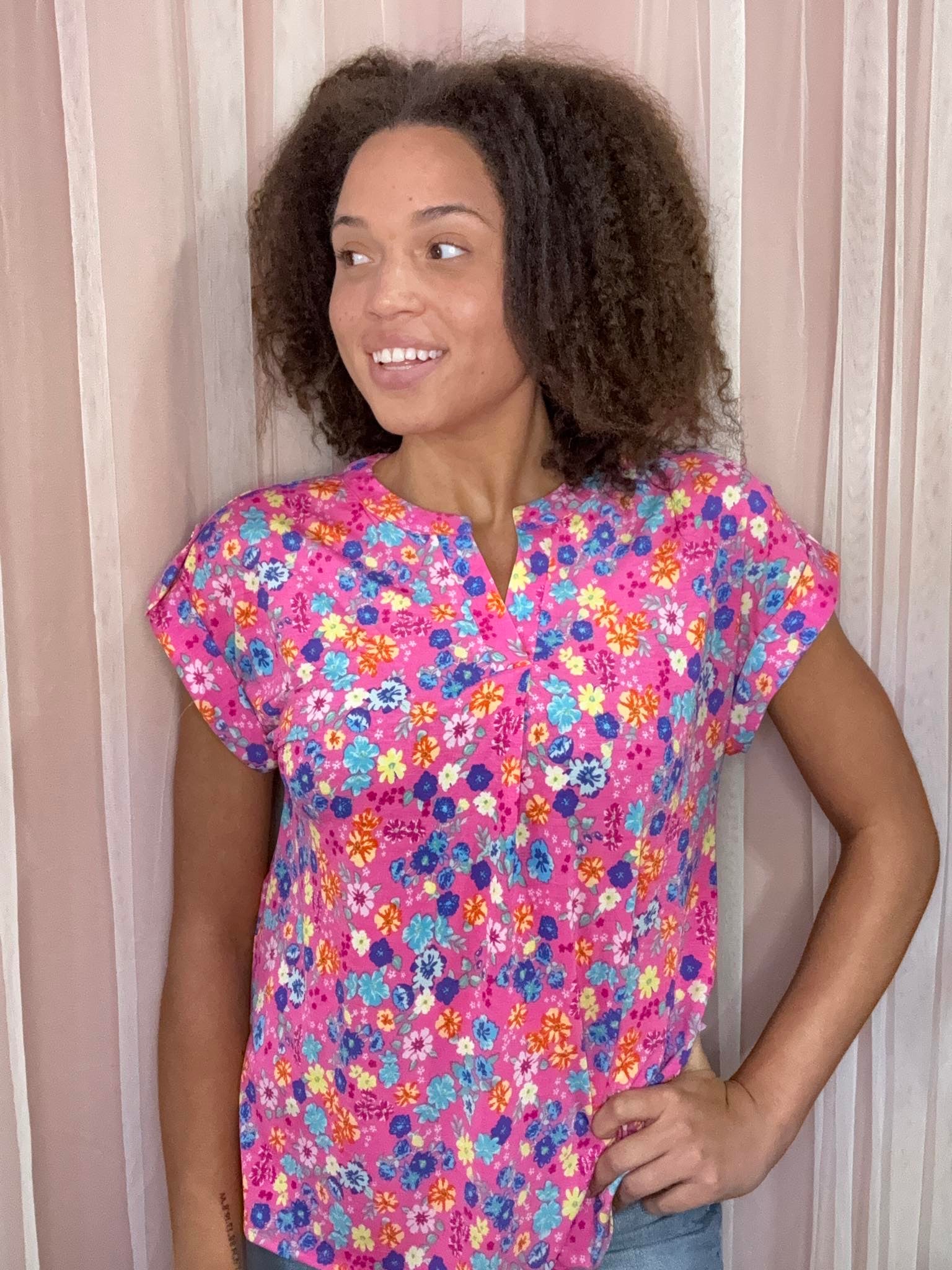 Dear Scarlett Bright Summertime Florals Top