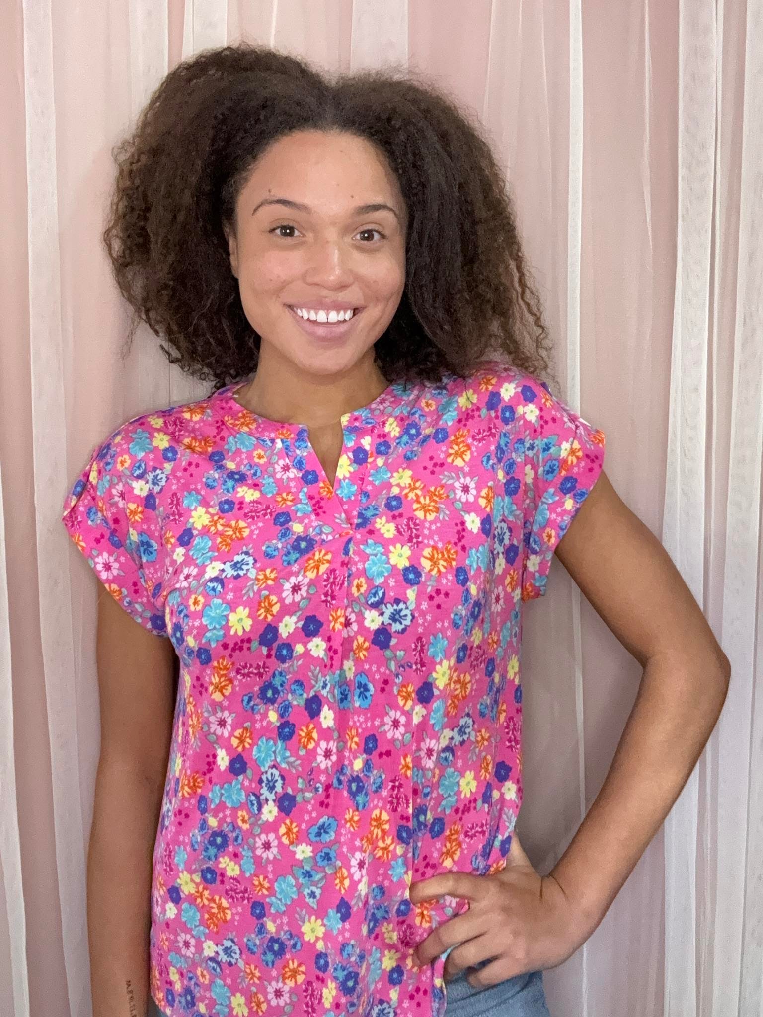 Dear Scarlett Bright Summertime Florals Top