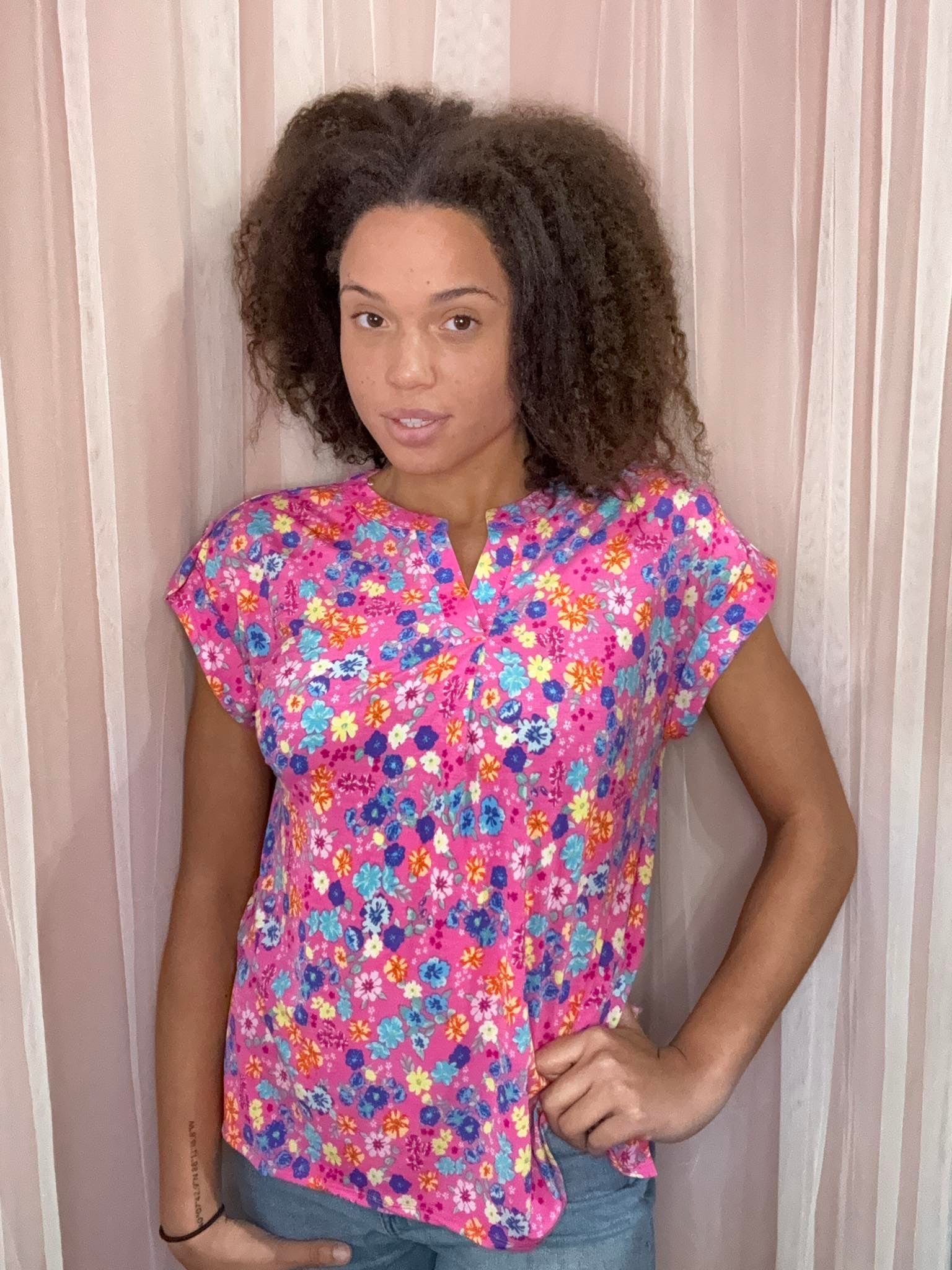 Dear Scarlett Bright Summertime Florals Top