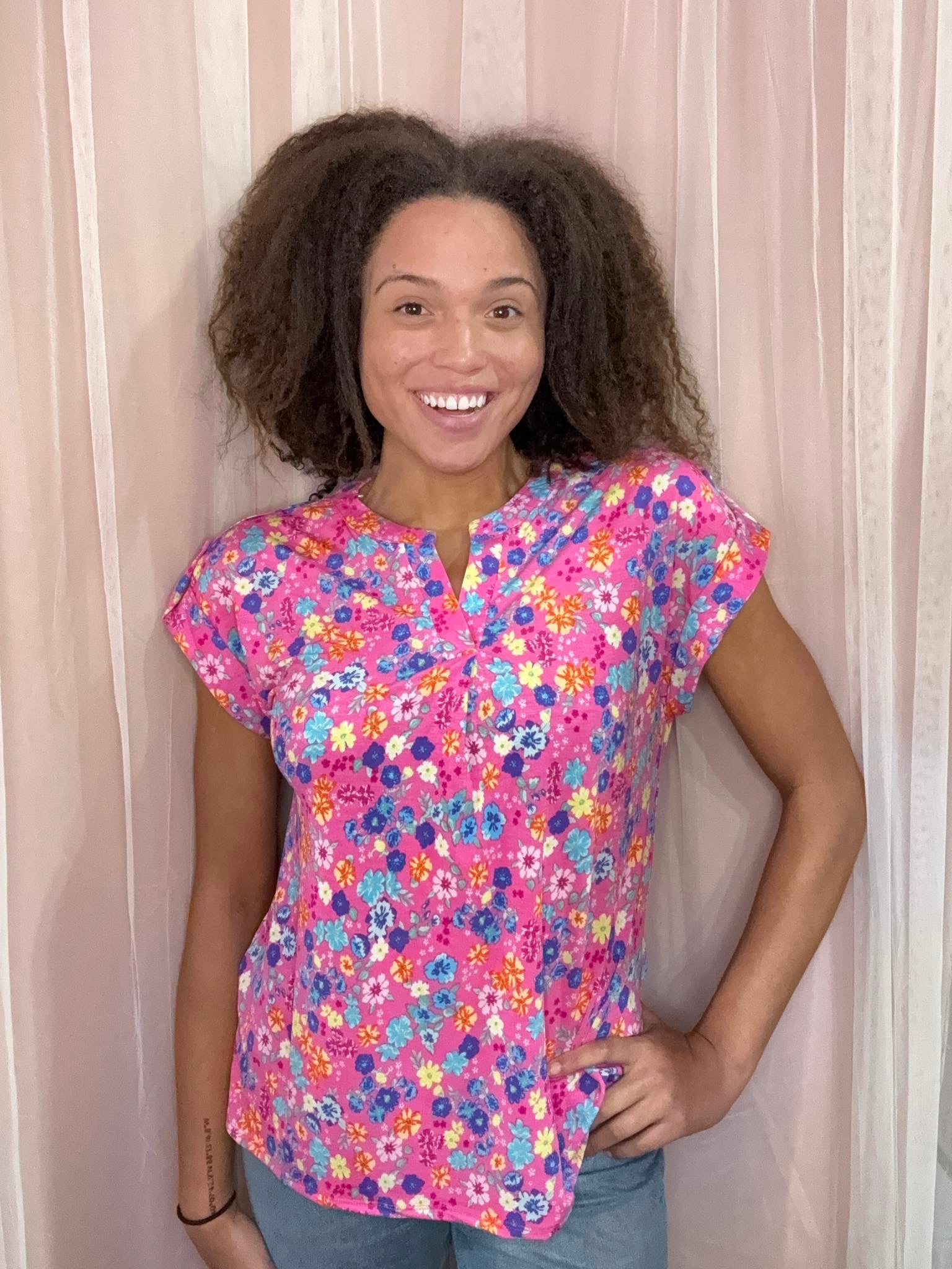 Dear Scarlett Bright Summertime Florals Top