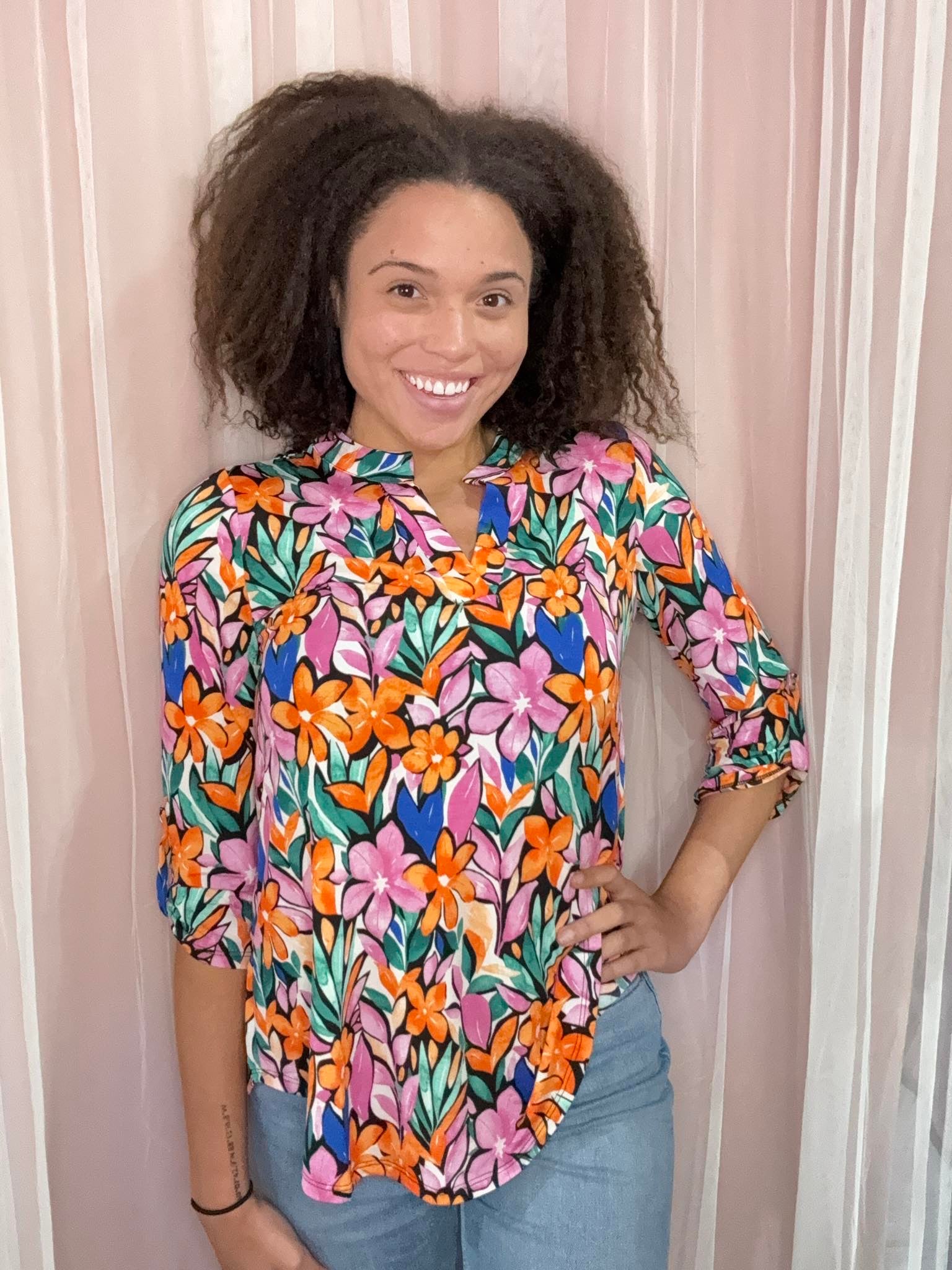 Dear Scarlett Stained Glass Florals Top