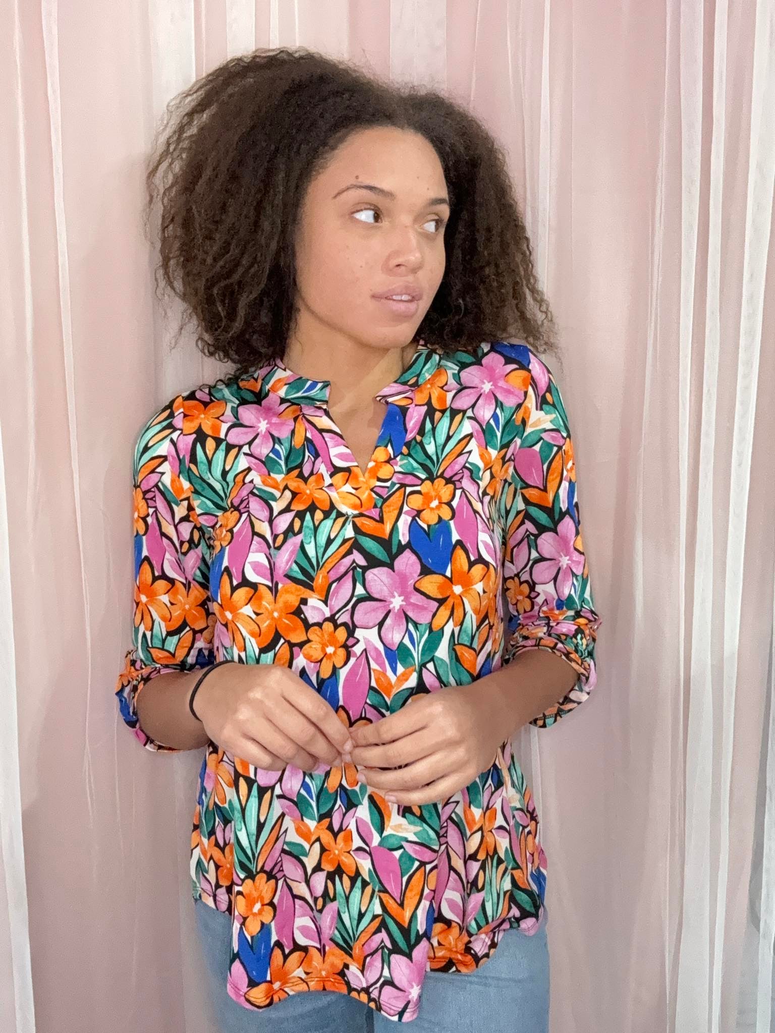 Dear Scarlett Stained Glass Florals Top