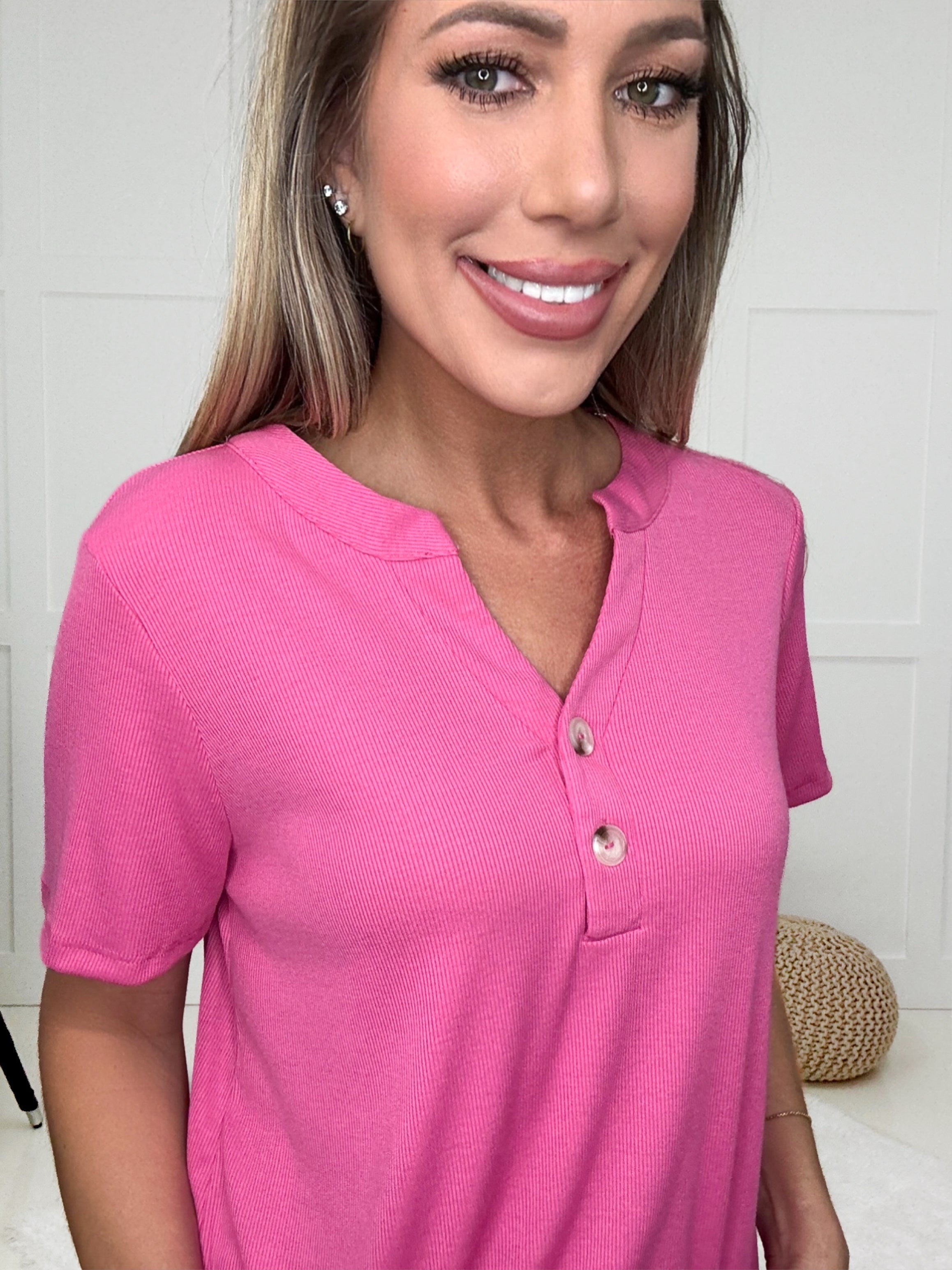 Rodeo Rose Button Top-100 Short Sleeves- Simply Simpson's Boutique is a Women's Online Fashion Boutique Located in Jupiter, Florida