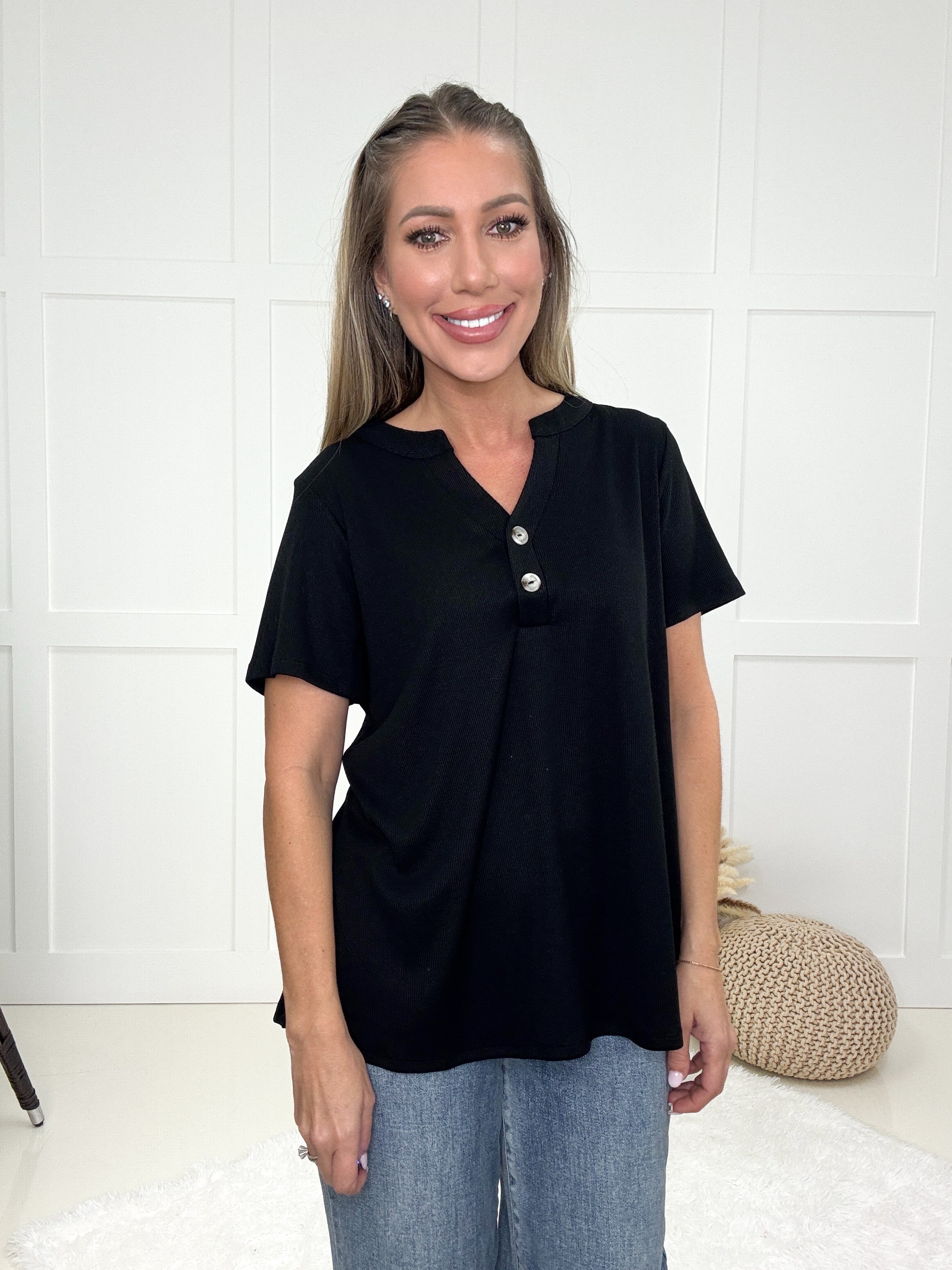Rodeo Rose Button Top-100 Short Sleeves- Simply Simpson's Boutique is a Women's Online Fashion Boutique Located in Jupiter, Florida