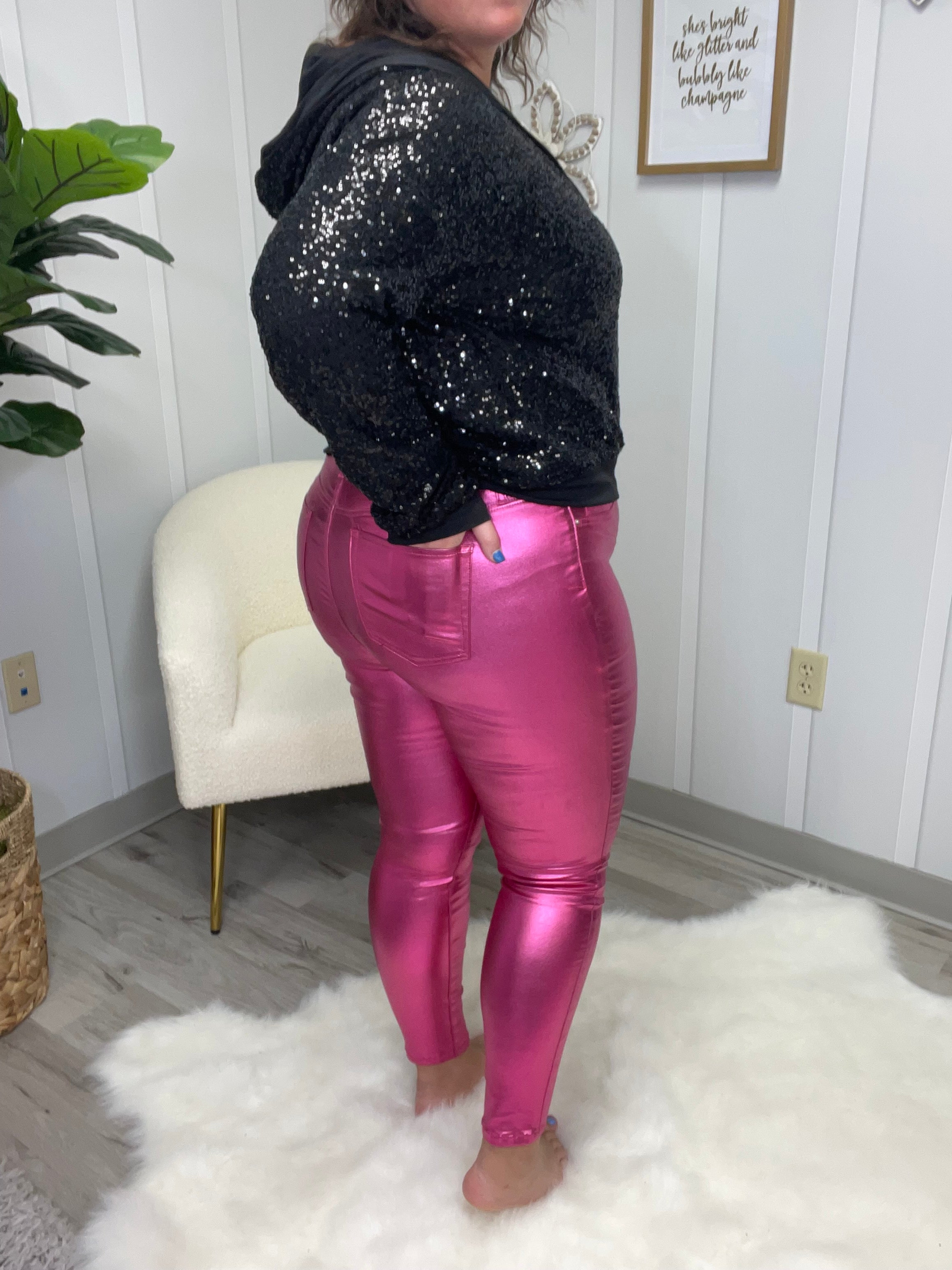 YMI High Rise Metallic Skinny Pants