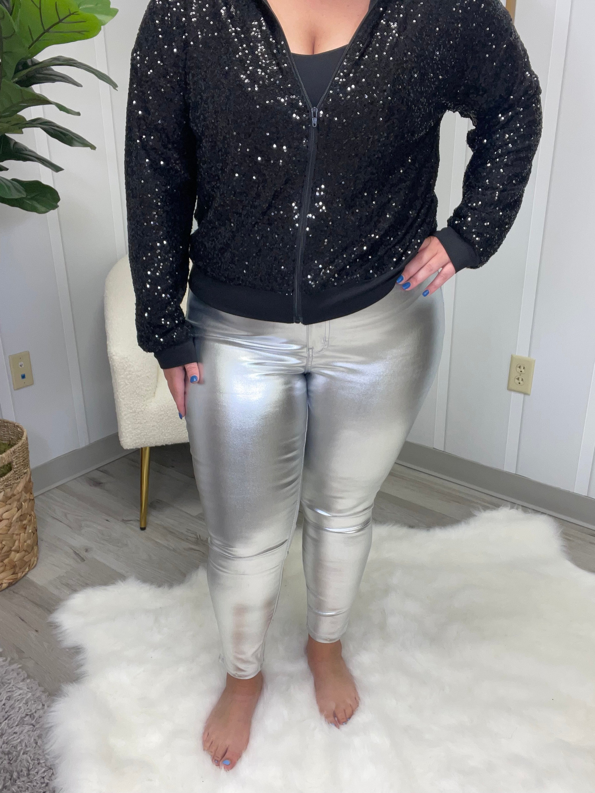 YMI High Rise Metallic Skinny Pants