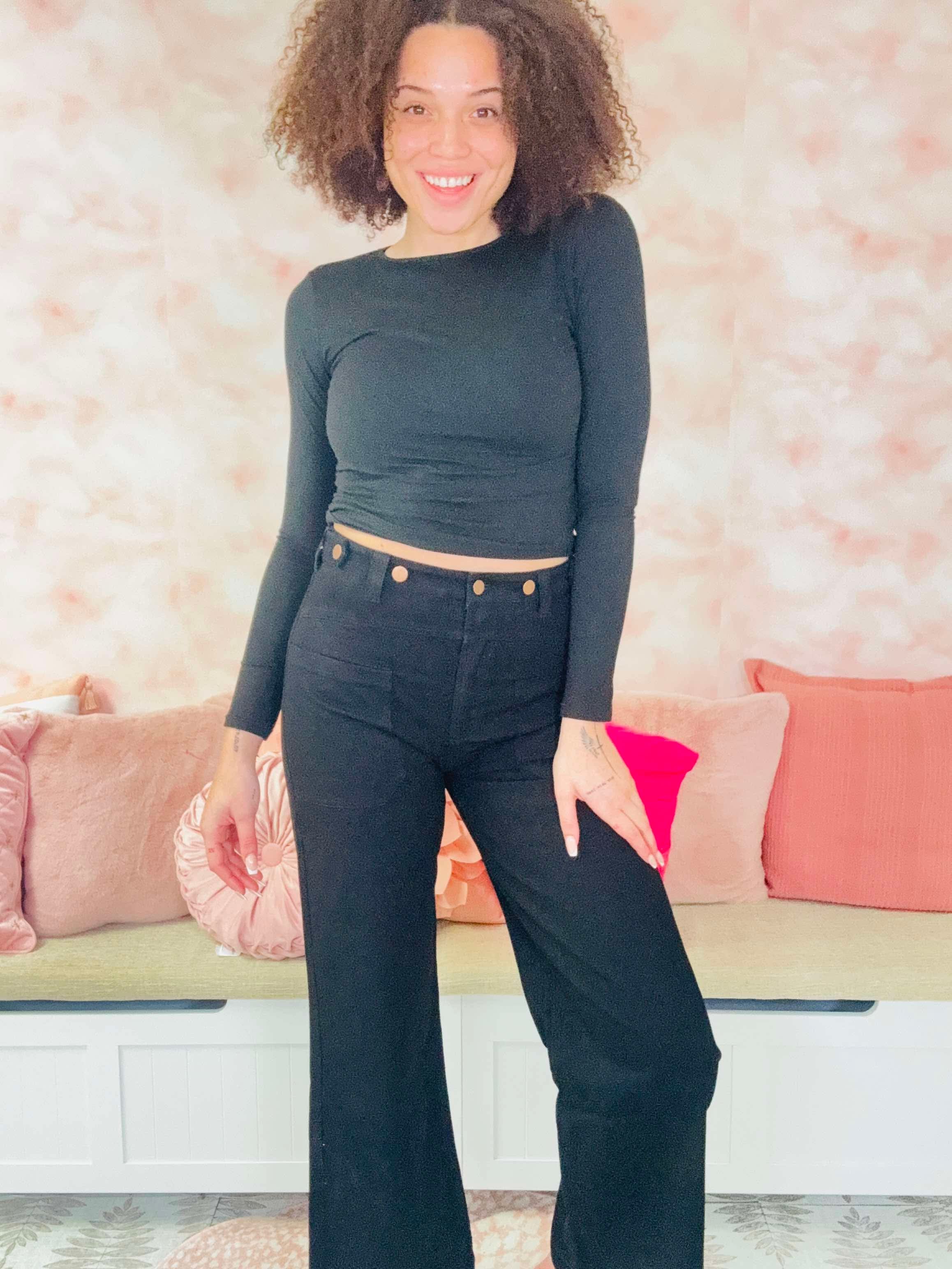 HEYSON HW Wide Leg Black Jeans