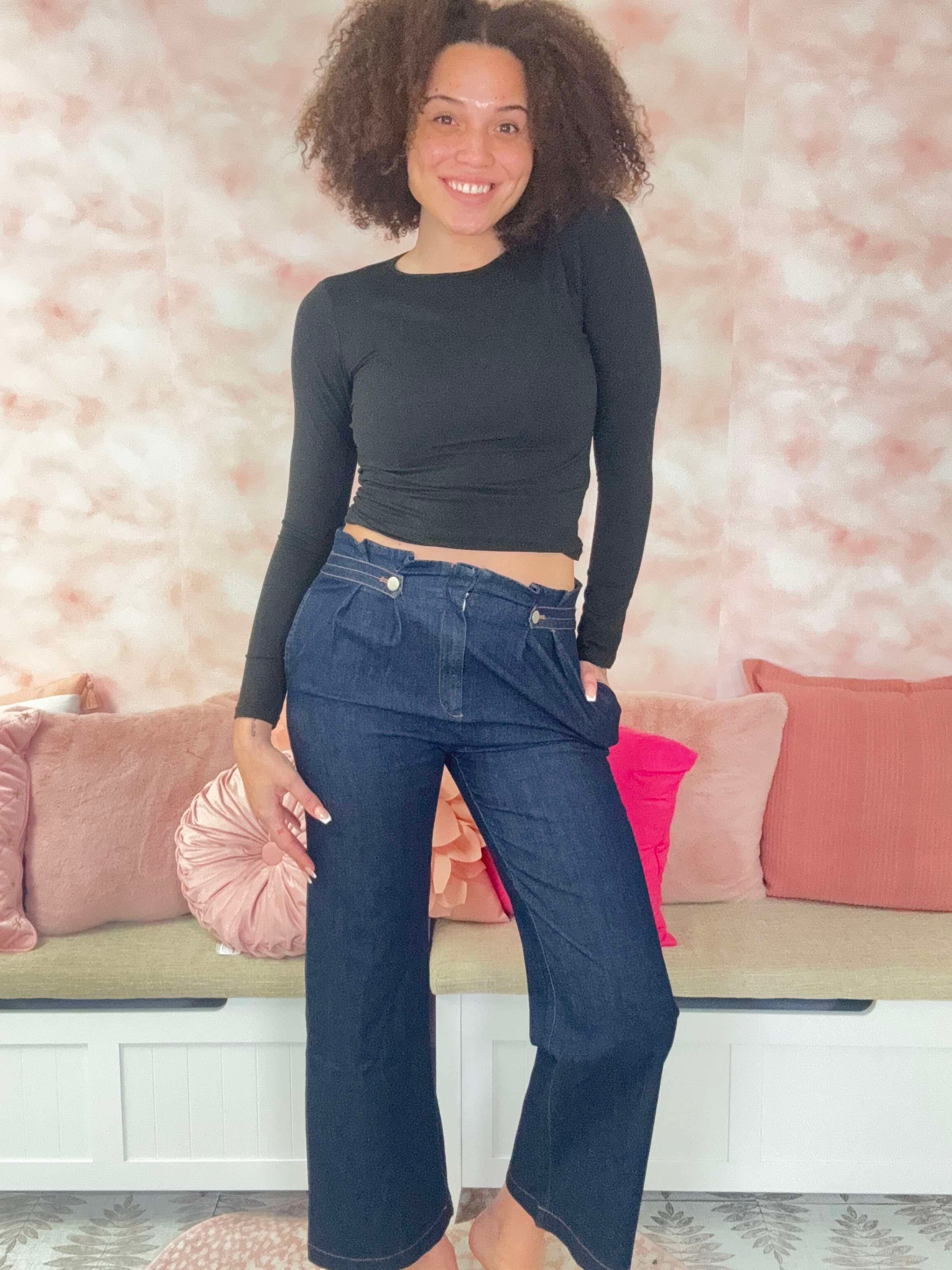 HEYSON Chambray Tab Waist Wide Leg Pants