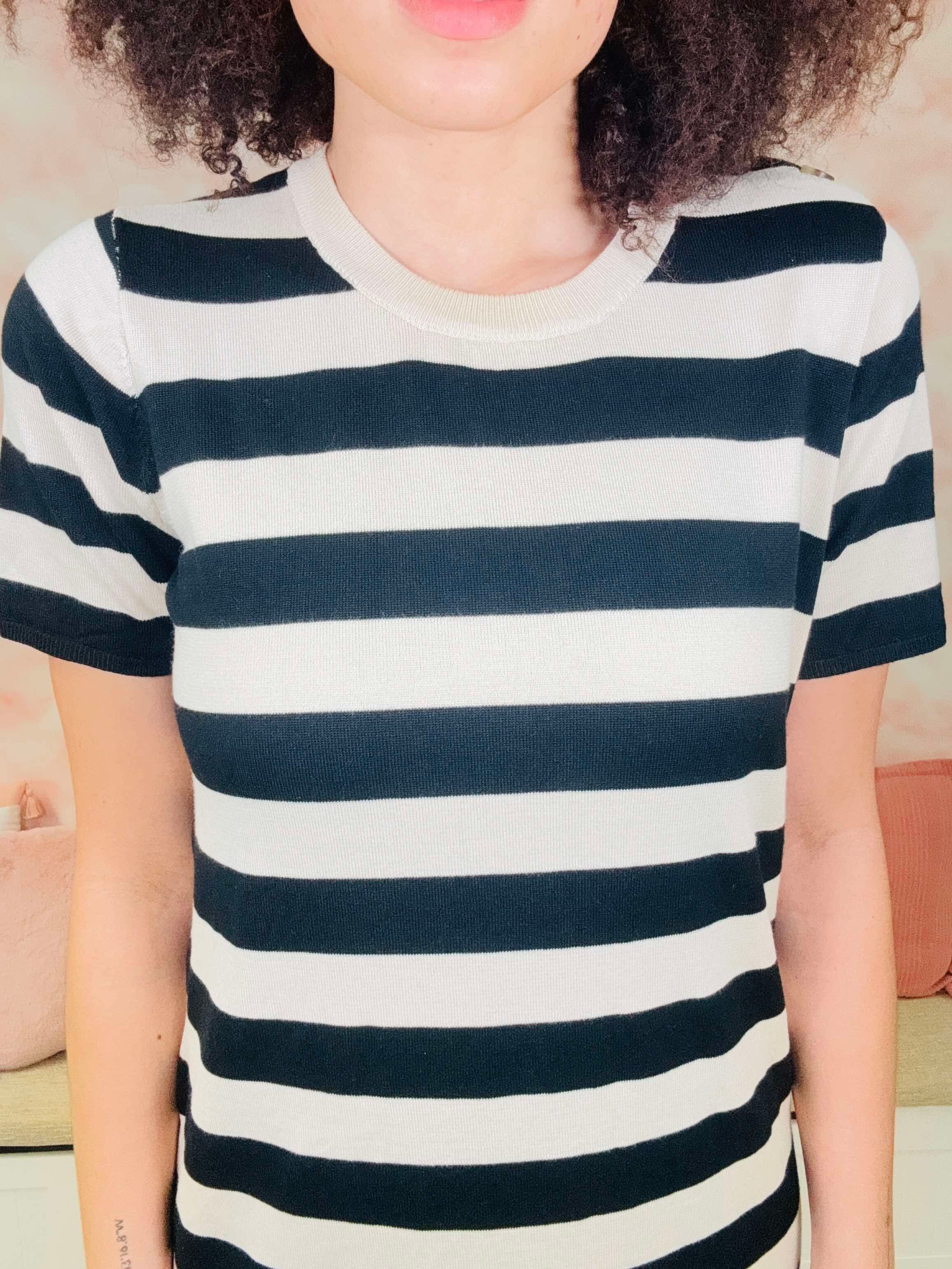 White Birch Short Sleeve Striped Knit Dress