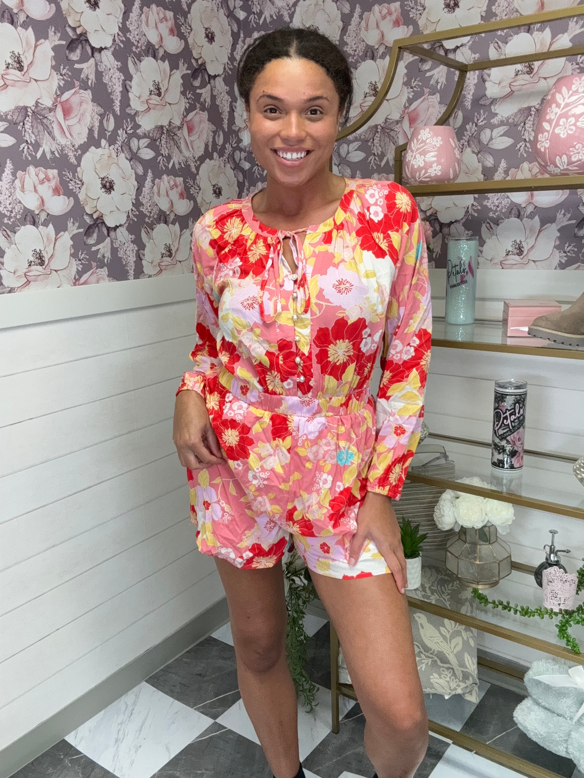 Emily Wonder Round Neckline Printed Romper